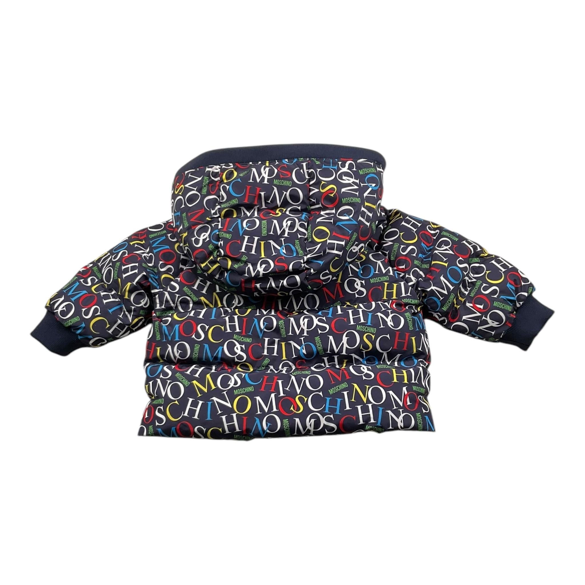 MOSCHINO giubbino tinta unita logato con zip e cappuccio Blu per Neonato MUS031 BLU MOSCHINO