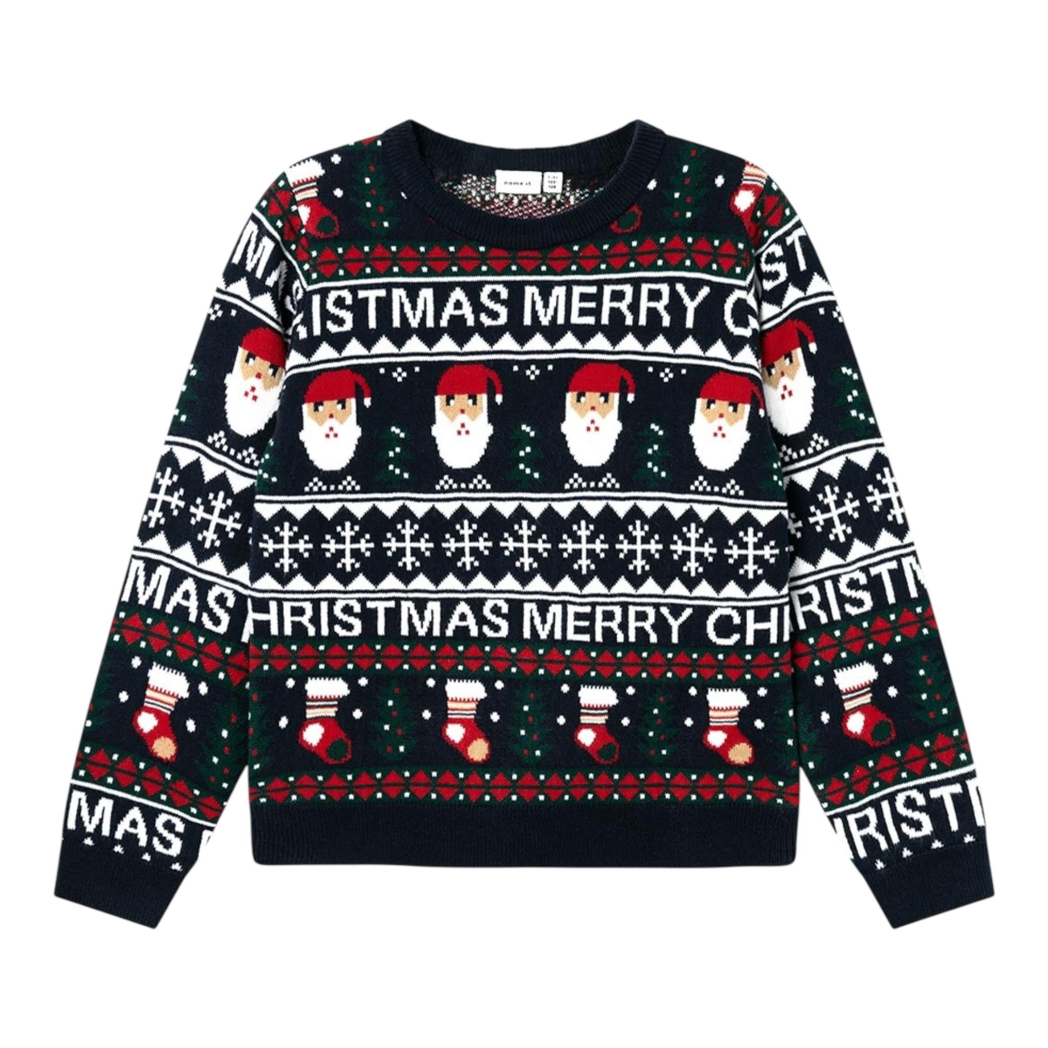 NAME IT maglia girocollo tinta unita con stampa natalizia Blu per Bambino 13234471 BLU NAME IT