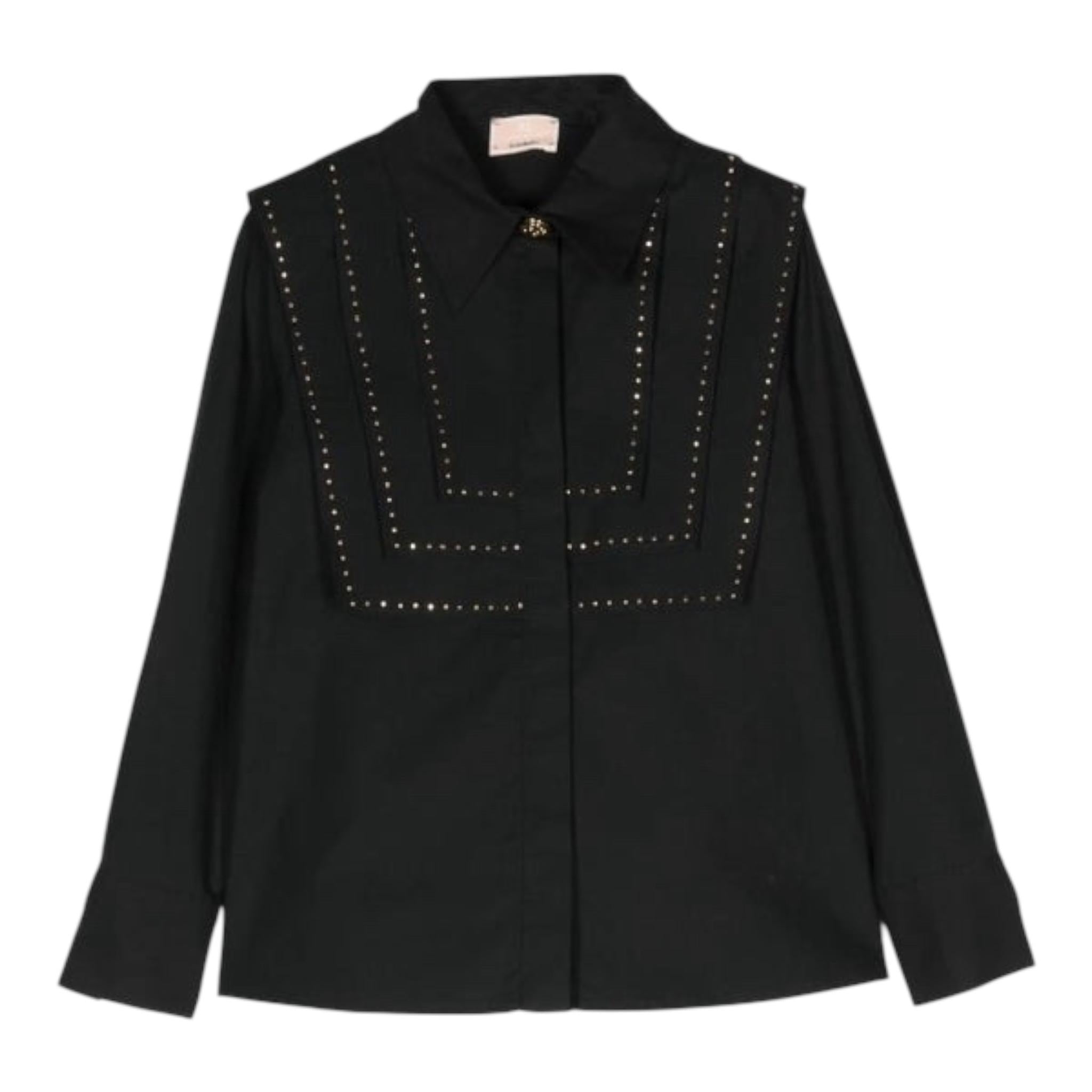 ELISABETTA FRANCHI camicia tinta unita con borchie Nero per Bambina EFCA200 NERO ELISABETTA FRANCHI
