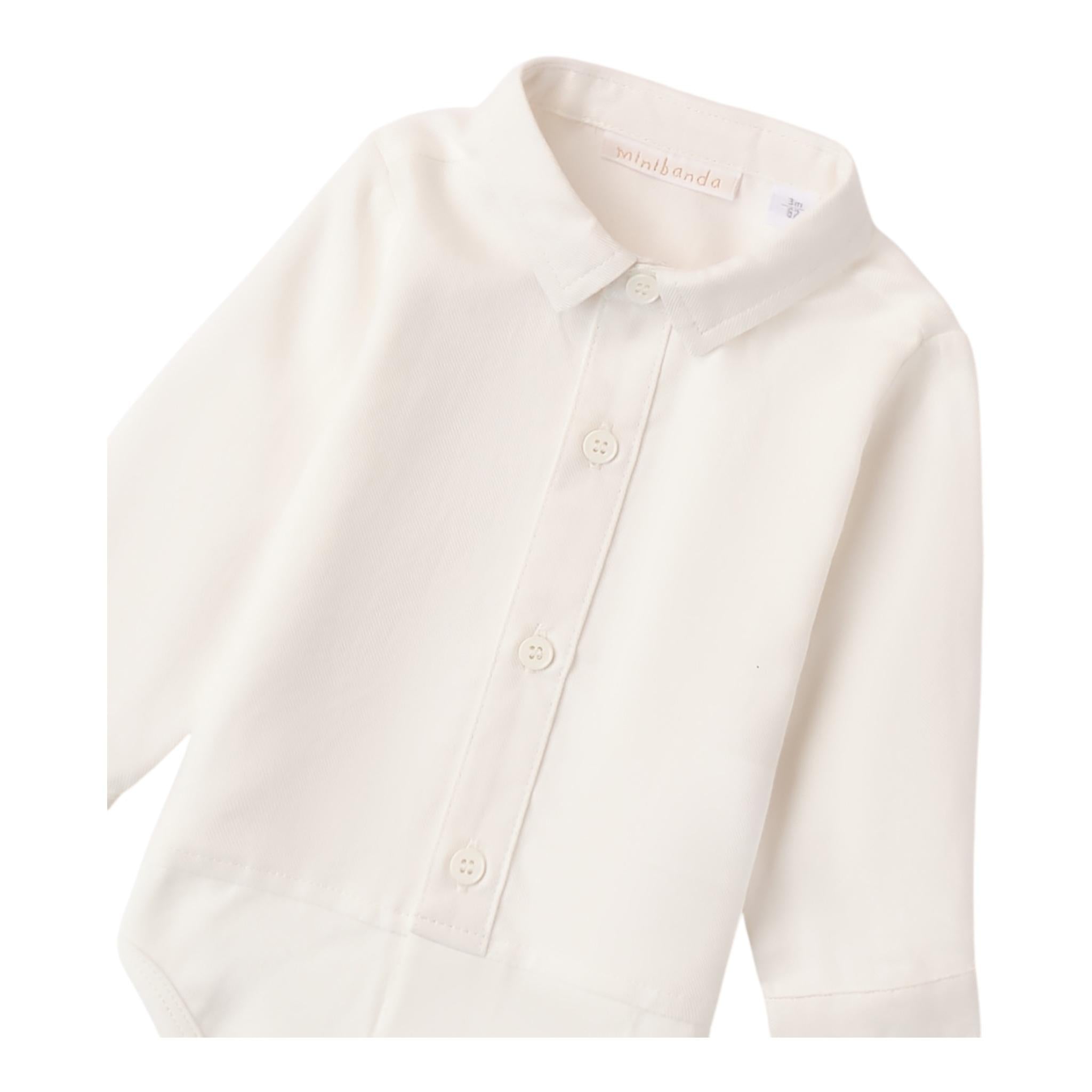 MINI BANDA camicia body tinta unita manica lunga Panna per Neonato A606 PANNA MINI BANDA