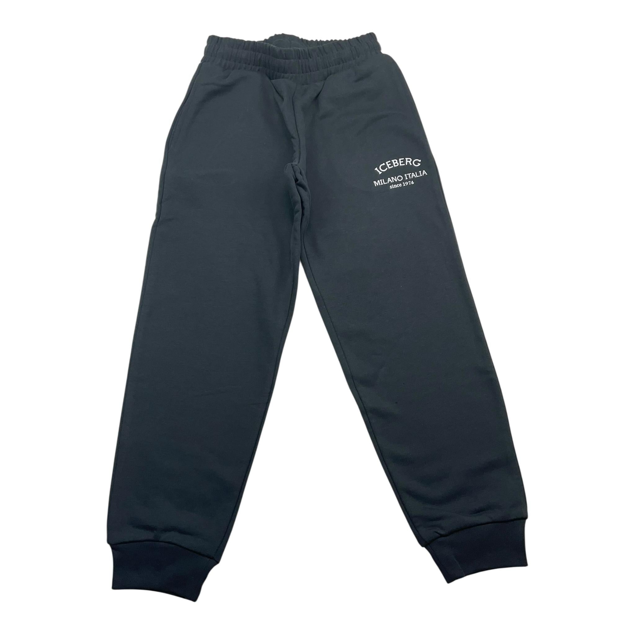 ICEBERG pantalone tuta tinta unita con stampa Nero per Bambino PFICE5316JXX NERO ICEBERG