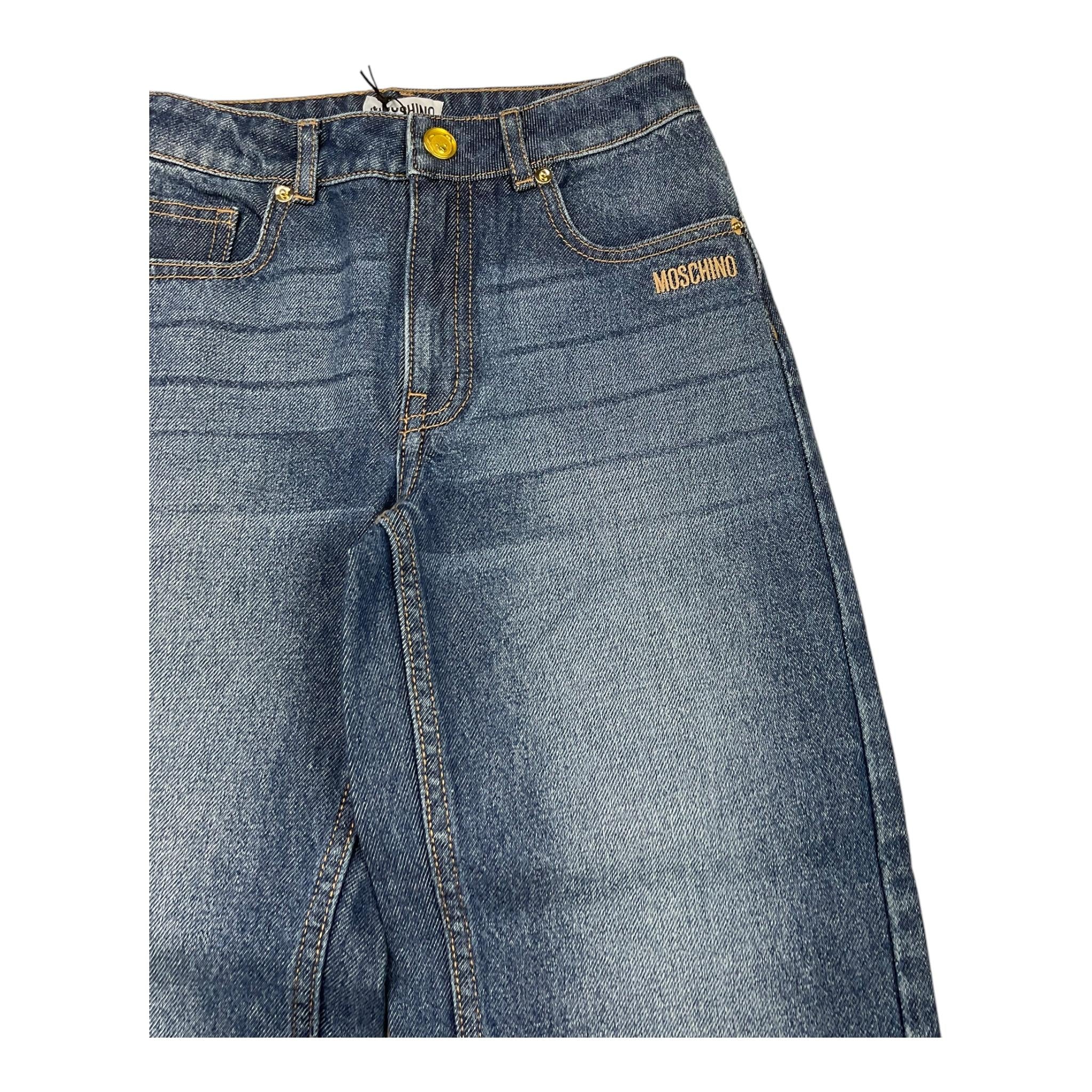 MOSCHINO jeans modello a palazzo tinta unita con girovita regolabile Blu per Bambina HDP06M BLU MOSCHINO