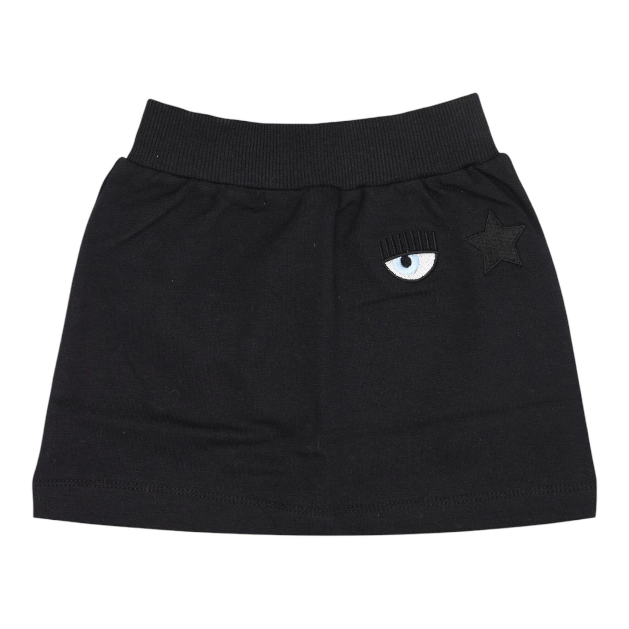 CHIARA FERRAGNI gonna tinta unita con logo Nero per Bambina 510700 NERO CHIARA FERRAGNI