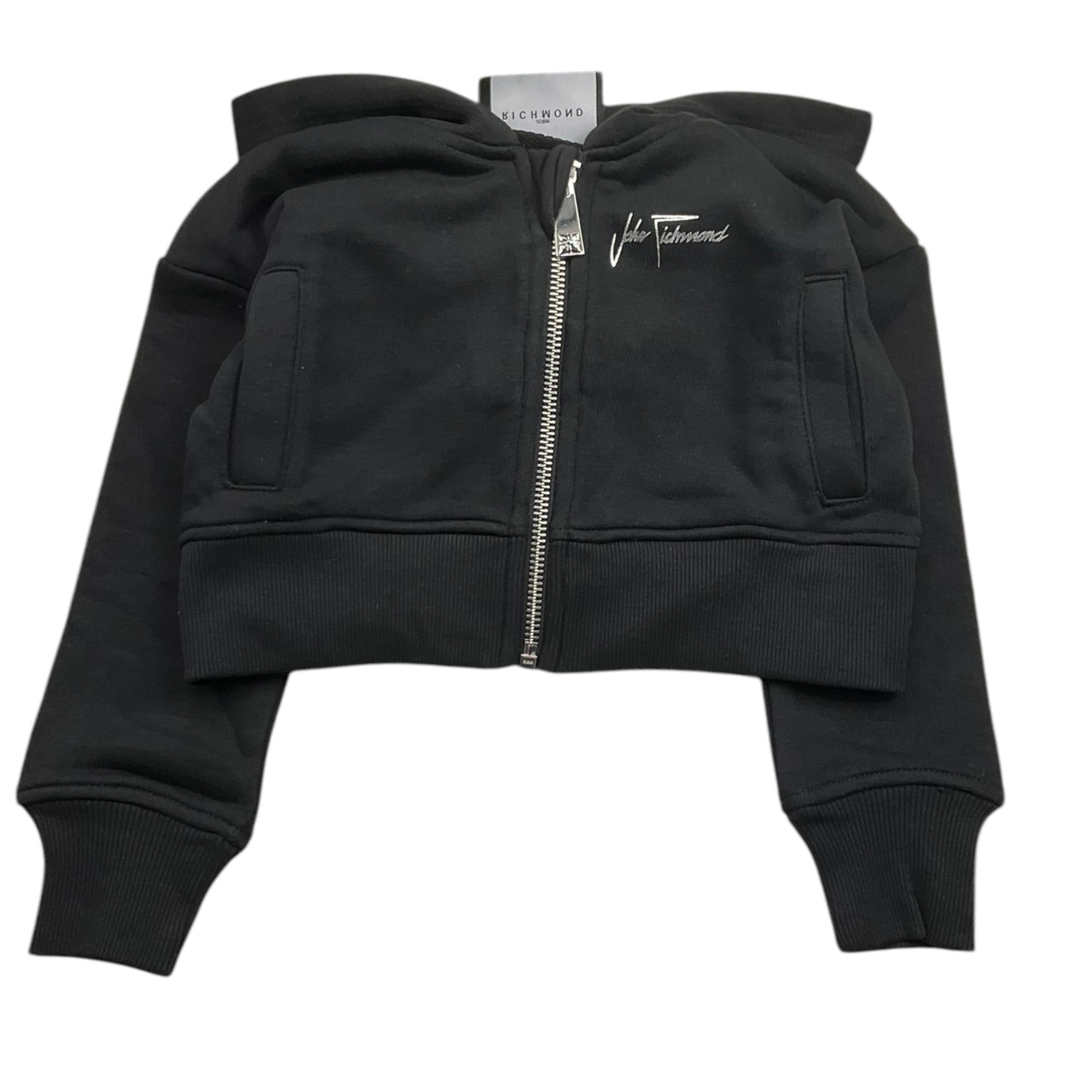 JOHN RICHMOND felpa tinta unita con zip e cappuccio Nero per Bambina RGA24045FE NERO JOHN RICHMOND