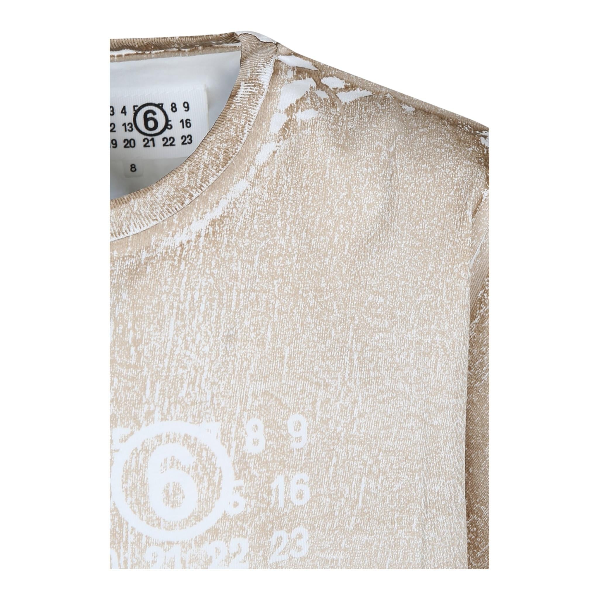 MAISON MARGIELA t-shirt tinta unita con stampa Beige per Bambino M60669 BEIGE MAISON MARGIELA