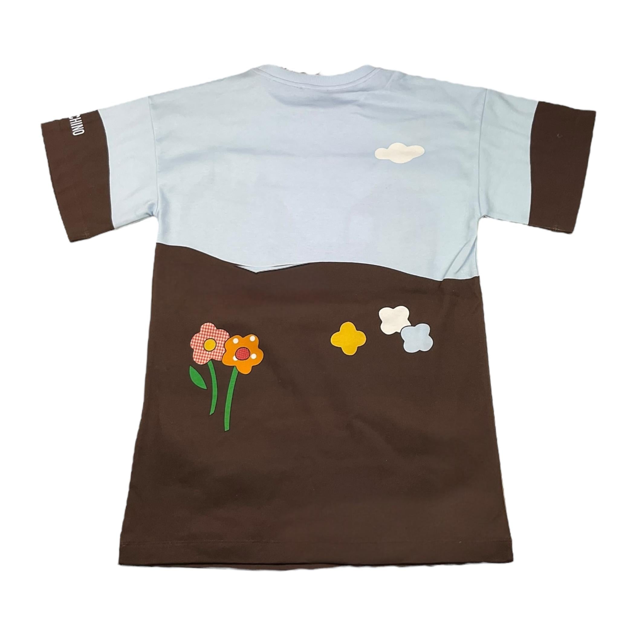 MOSCHINO abito mezza manica bicolore con stampa Azzurro per Bambina HCV0GL AZZURRO MOSCHINO