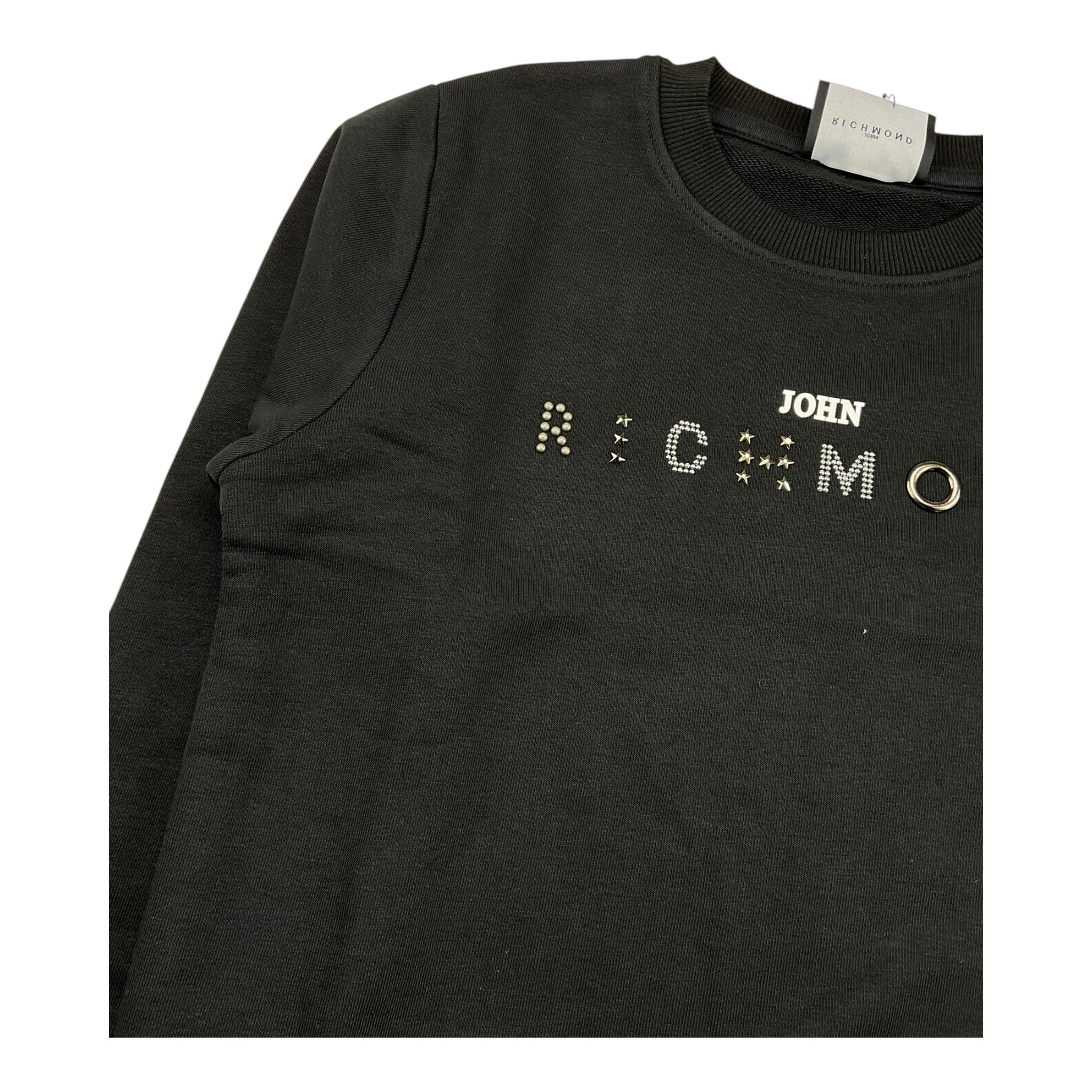 JOHN RICHMOND felpa tinta unita con stampa Nero per Neonata RBA24086FEN NERO JOHN RICHMOND