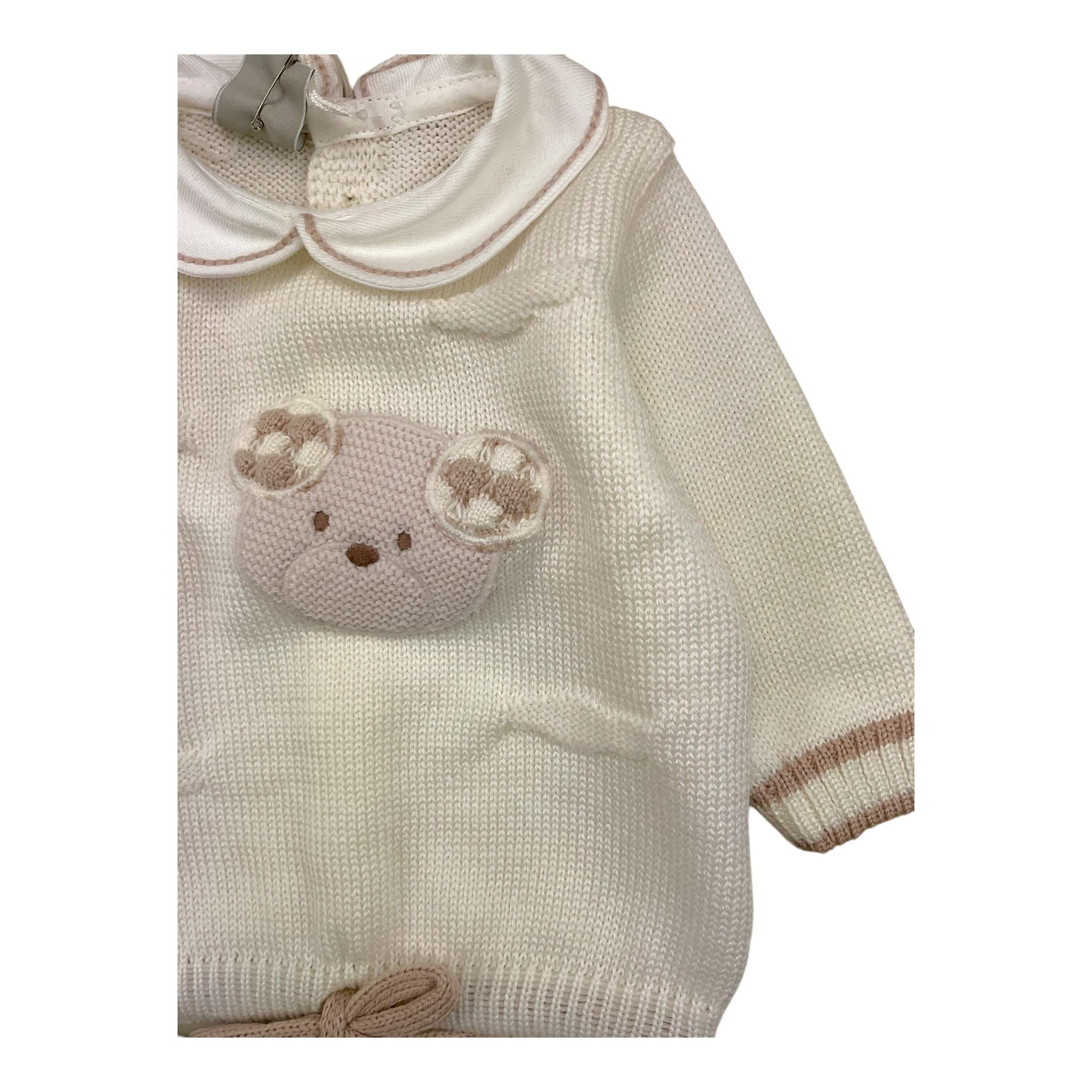 MARLU' tutina tinta unita con bottonicompleto 2pz maglia-pantalone tinta unita con stampa Panna per Neonata IB5550 PANNA MARLU'