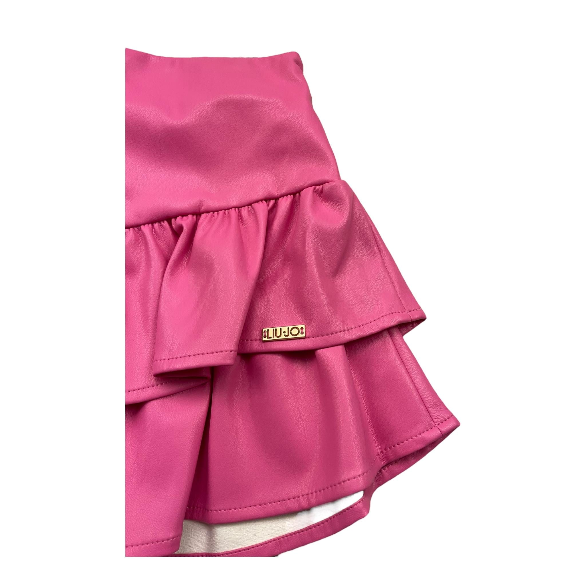 LIU JO gonna tinta unita in ecopelle Rosa per Bambina KF4013 ROSA LIU JO