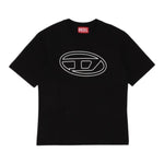 DIESEL t-shirt girocollo tinta unita con logo Nero per Bambino J01788X NERO DIESEL