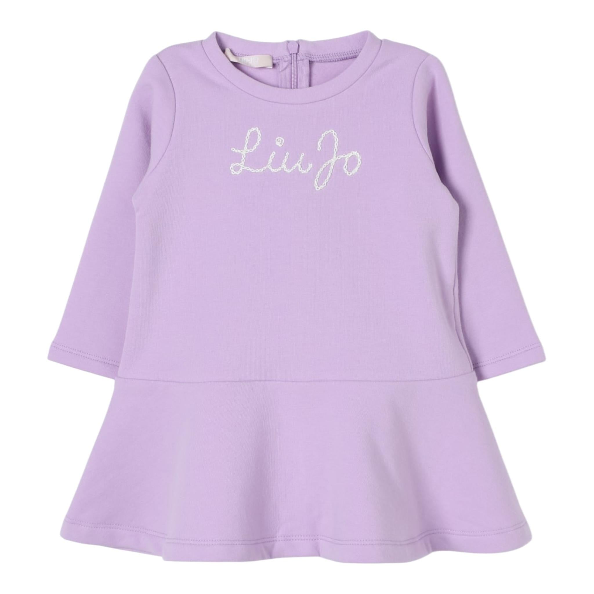 LIU JO abito manica lunga tinta unita con ricamo logo Lilla per Neonata HF4036 LILLA LIU JO