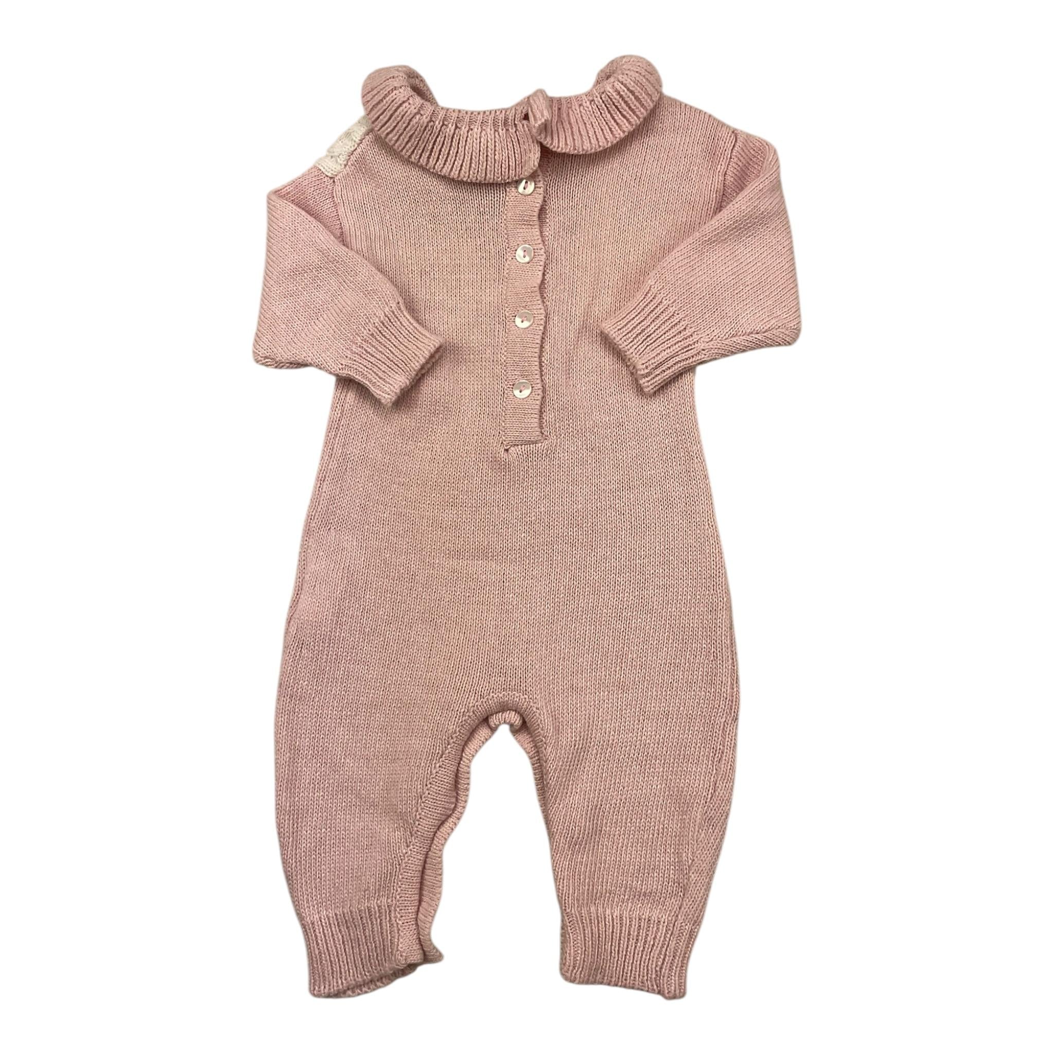 LE BEBE' tutina tinta unita con stampa Rosa per Neonata LBG5932 ROSA LE BEBE'