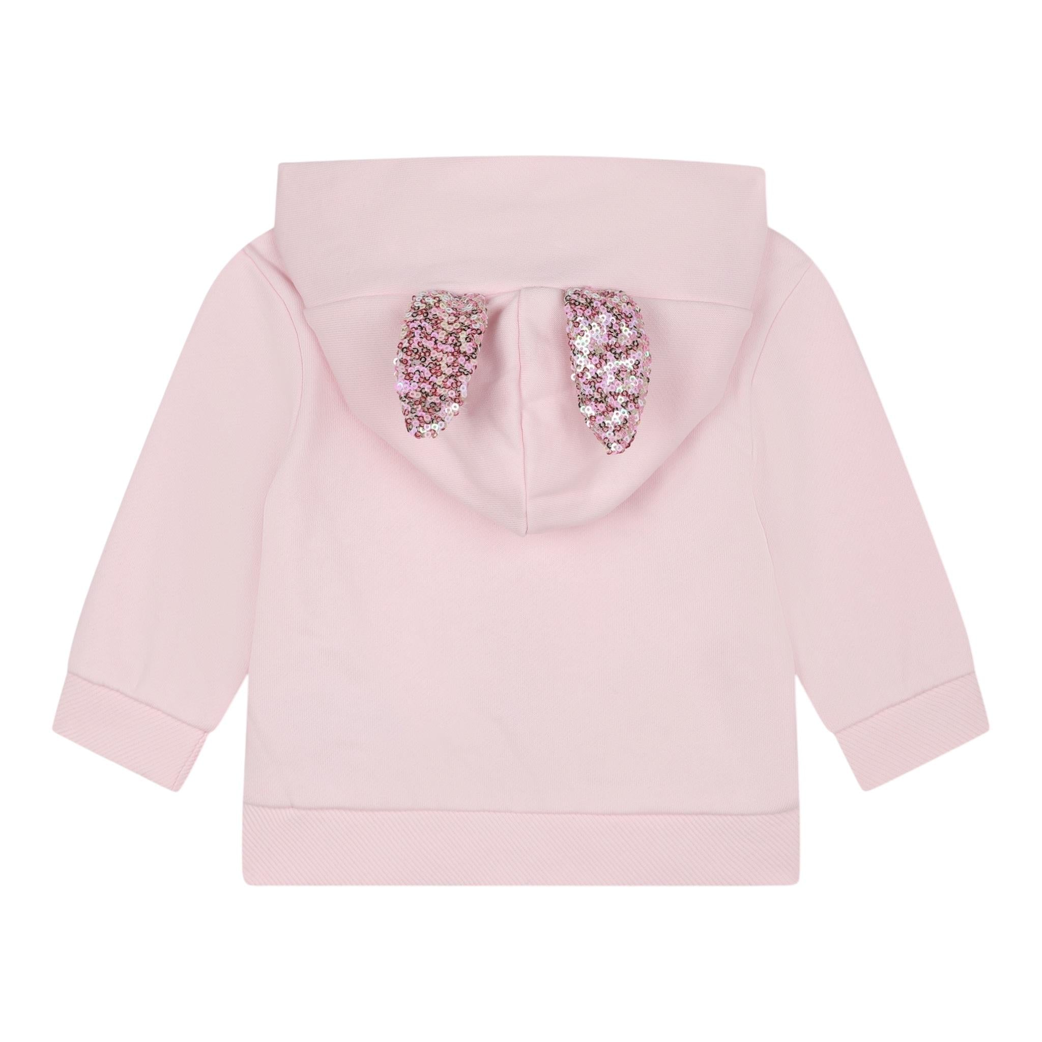 BillIEBLUSH felpa con zip e cappuccio tinta unita con pailettes Rosa per Neonata U20532 ROSA BillIEBLUSH