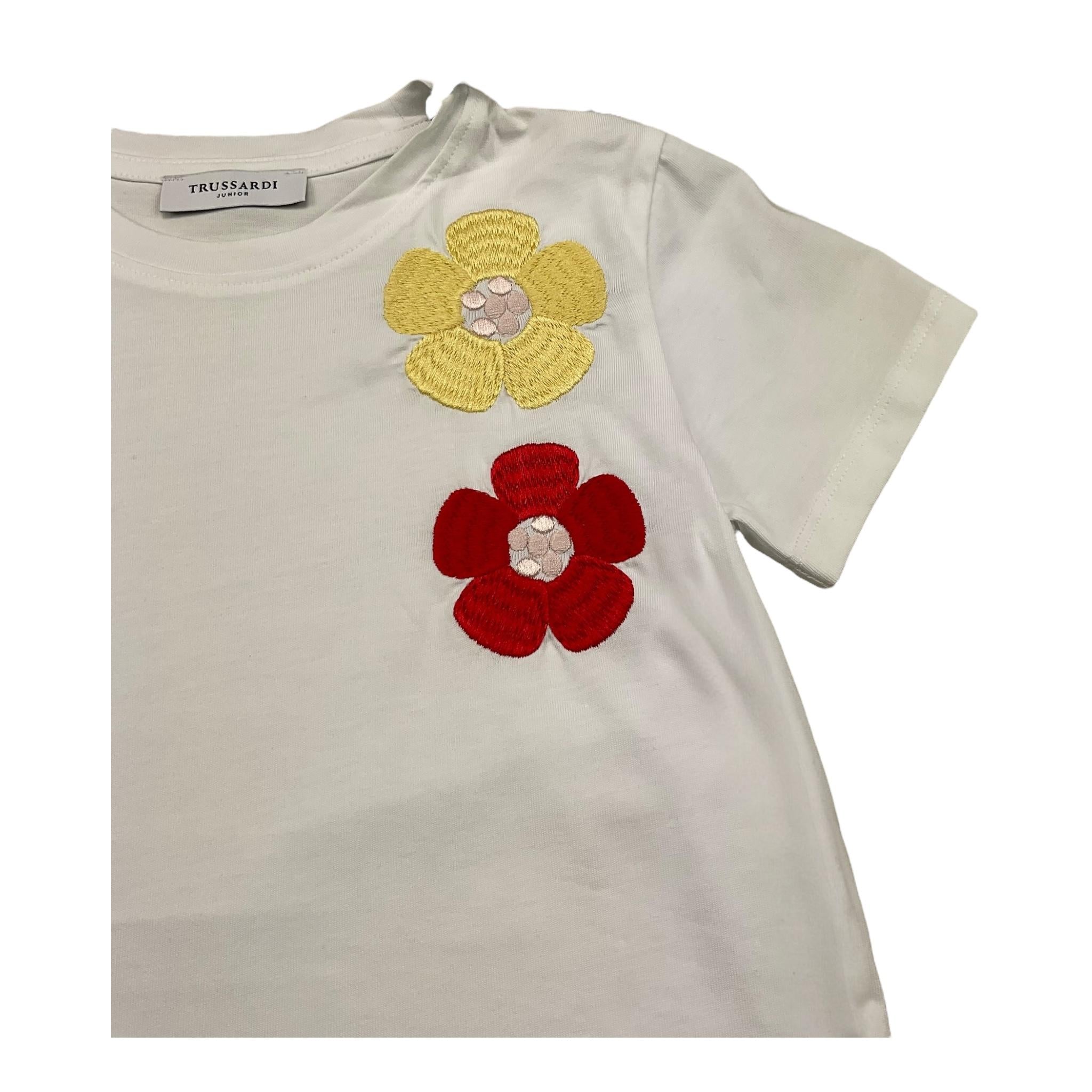 TRUSSARDI t-shirt girocollo tinta unita con ricami Bianco per Bambina TGA25098TS BIANCO TRUSSARDI