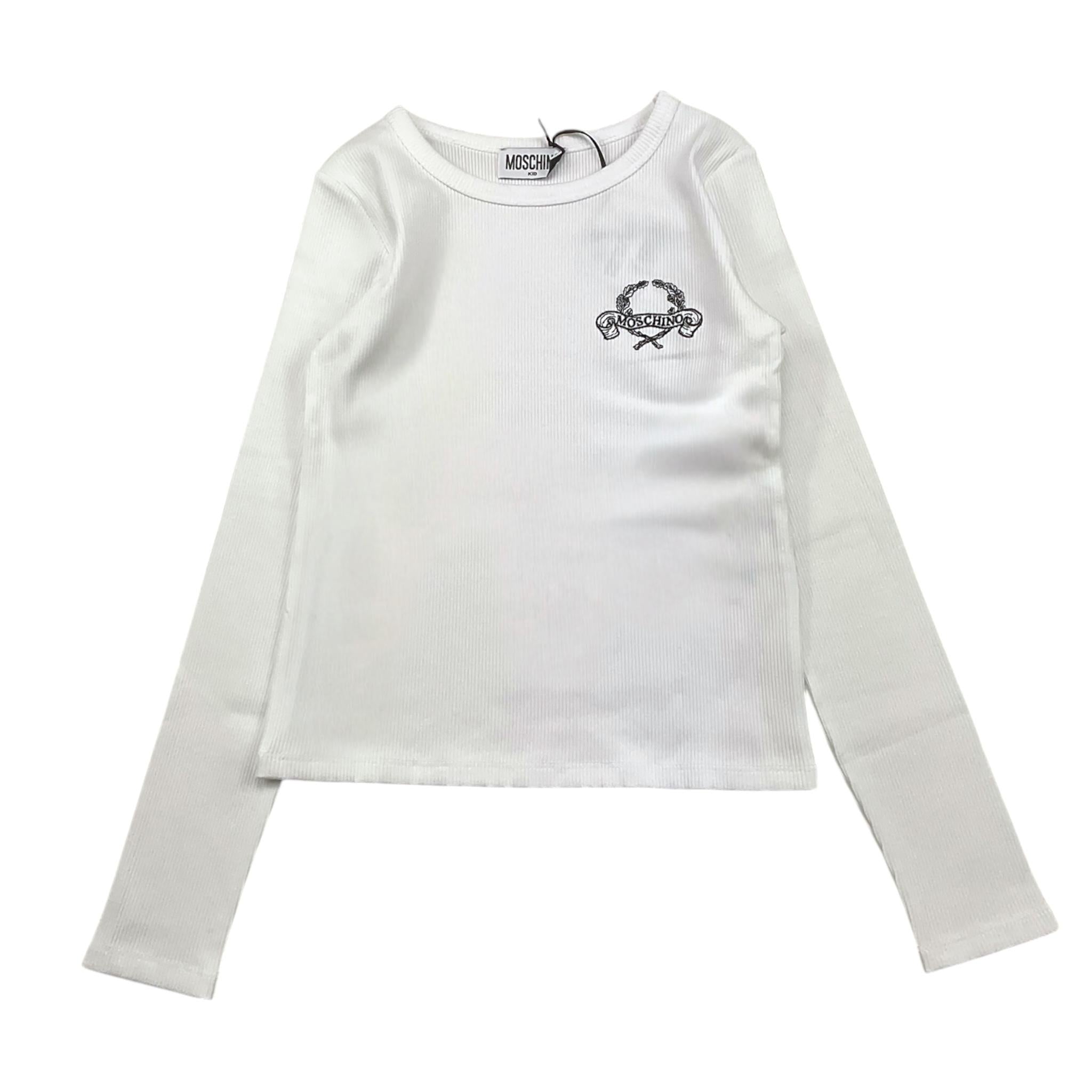 MOSCHINO shirt tinta unita girocollo con stampa Bianco per Bambina HDO011 BIANCO MOSCHINO