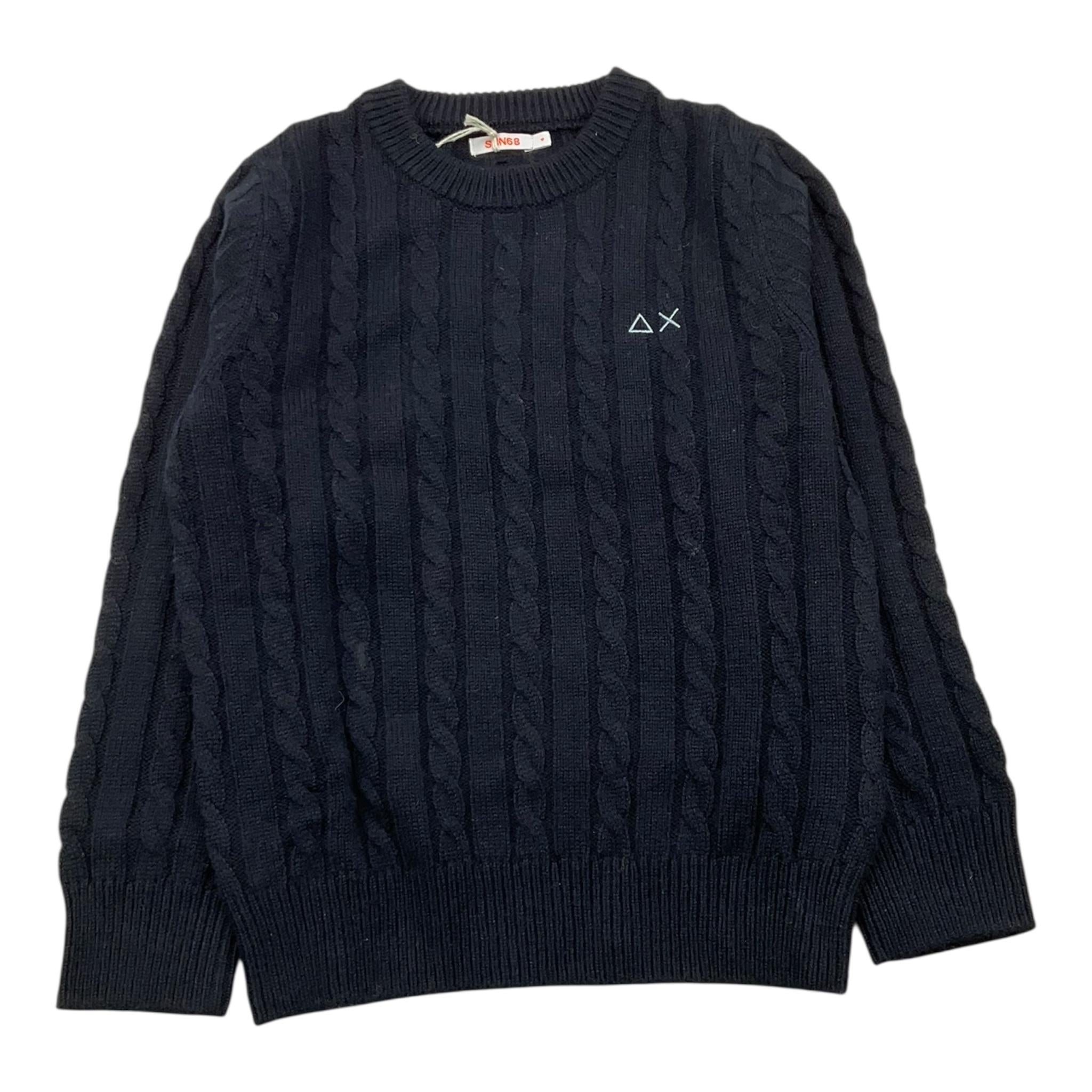 SUN68 maglia girocollo tinta unita con ricamo logo Blu per Bambino K44355XX BLU SUN68