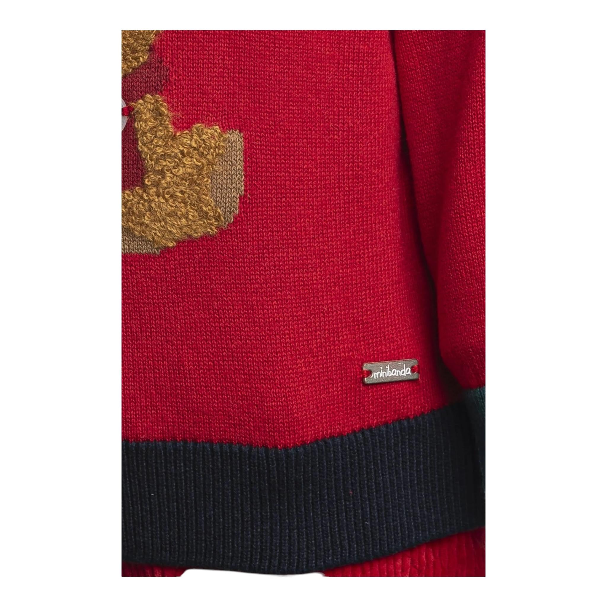 MINI BANDA maglia girocollo tinta unita con renna Rosso per Neonato A671 ROSSO MINI BANDA