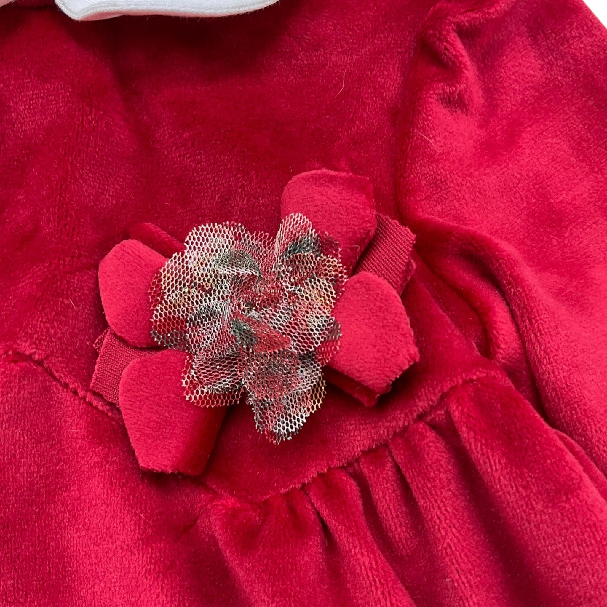 LALALU' abito manica lunga tinta unita in velluto Rosso per Bambina VTL12NXJ ROSSO LALALU'