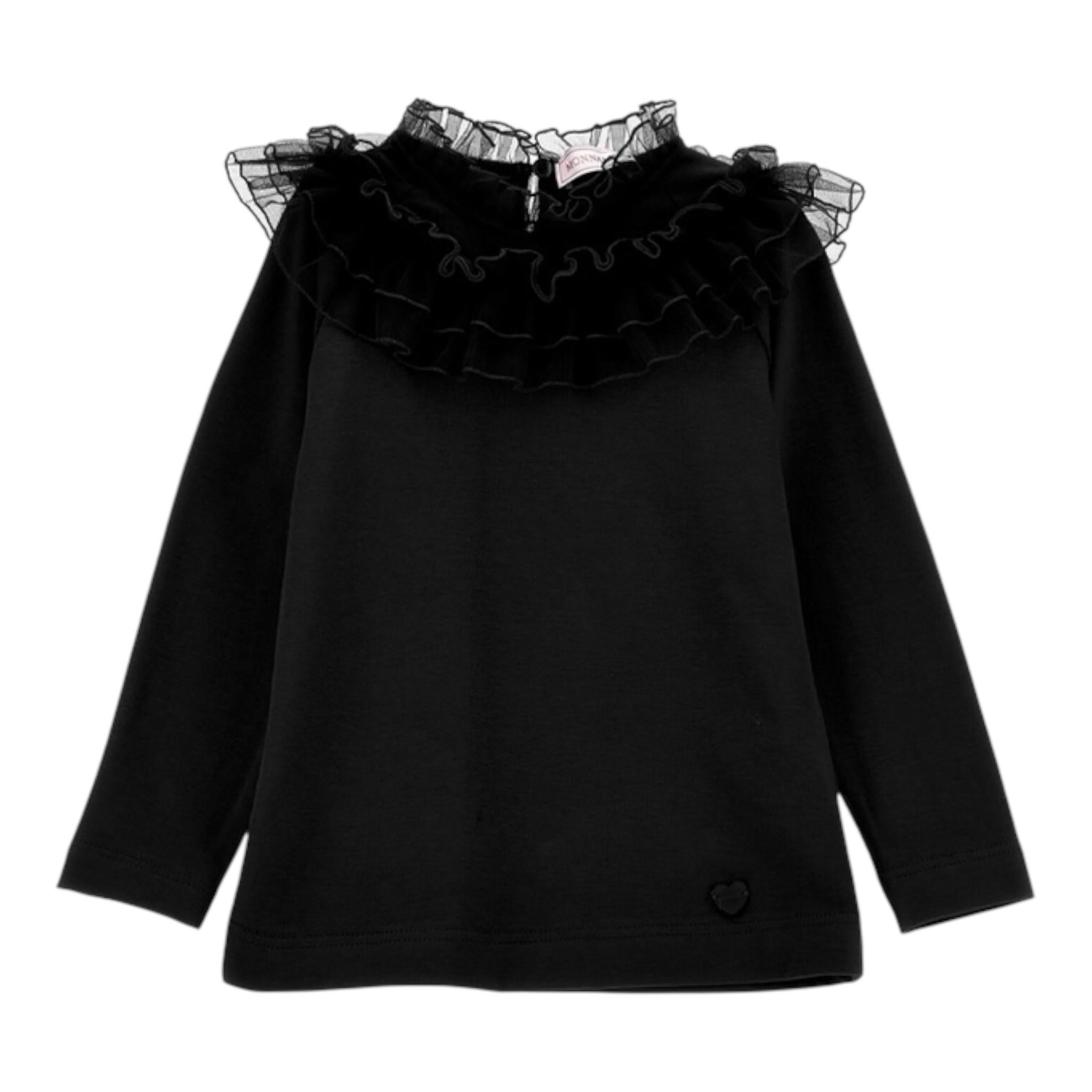 MONNALISA shirt tinta unita con colletto velato Nero per Bambina 17B603J NERO MONNALISA