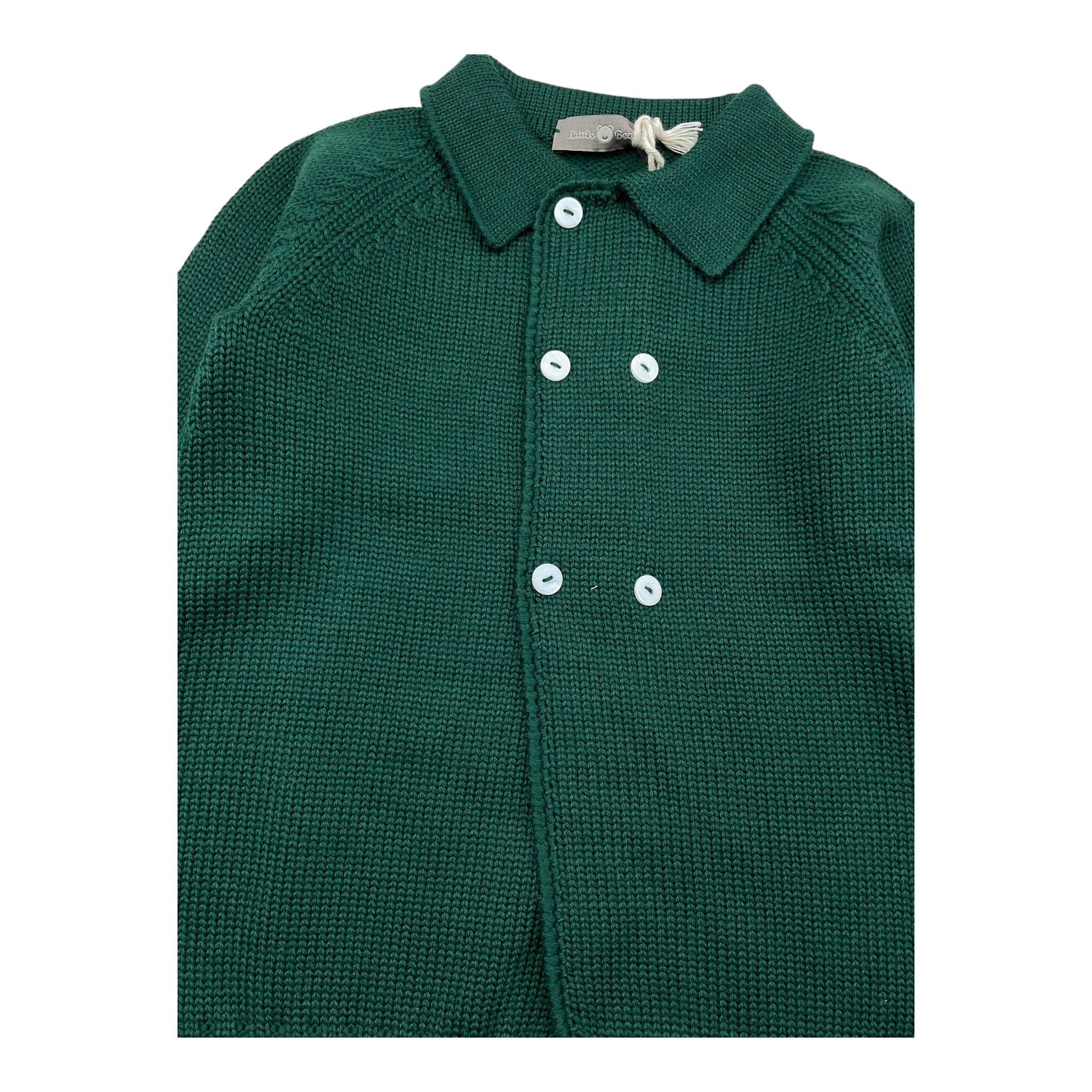 LITTLE BEAR cappotto tinta unita in maglia doppiopetto Verde per Neonato 9008 VERDE LITTLE BEAR