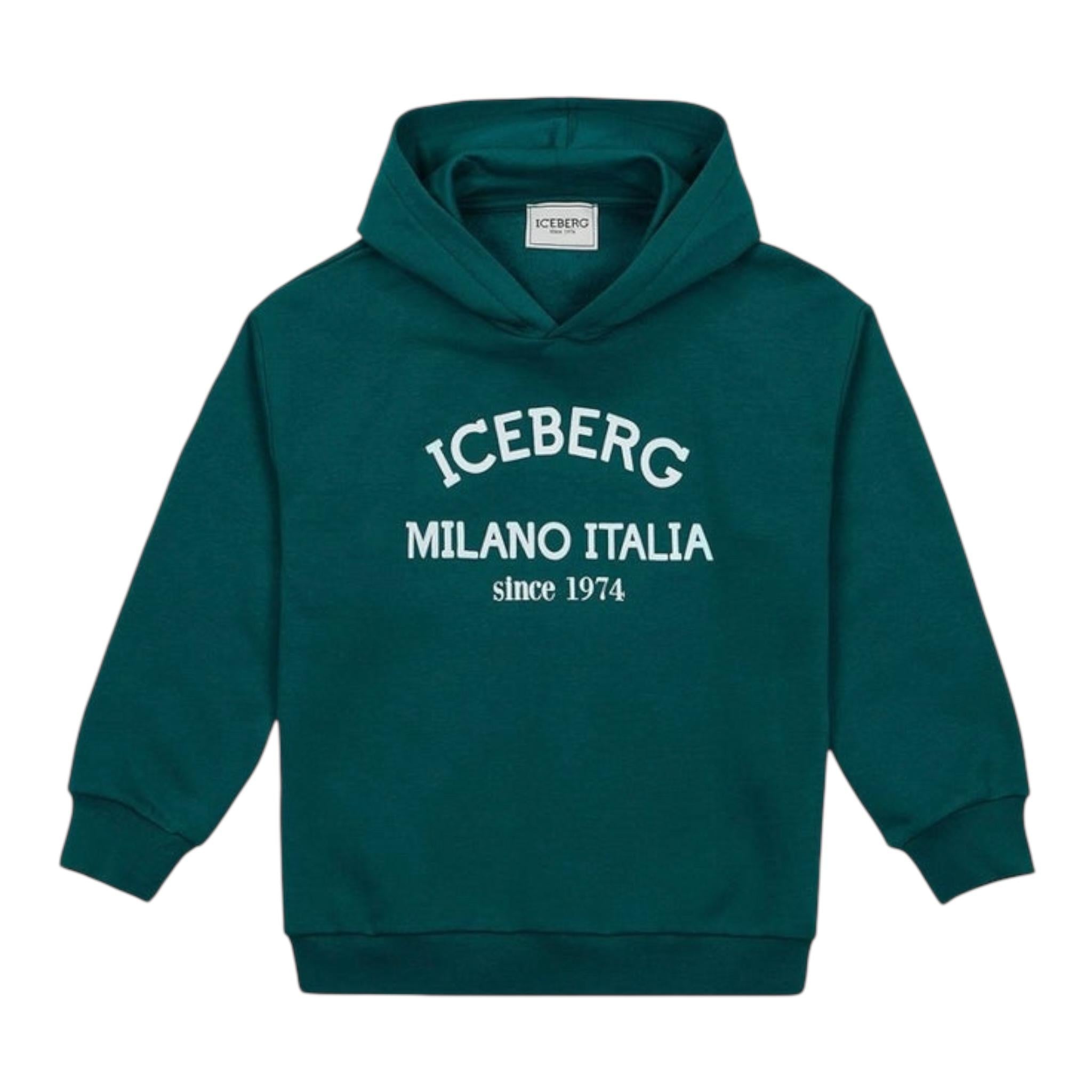ICEBERG felpa chiusa con cappuccio tinta unita Verde per Bambino MFICE5335JX VERDE ICEBERG