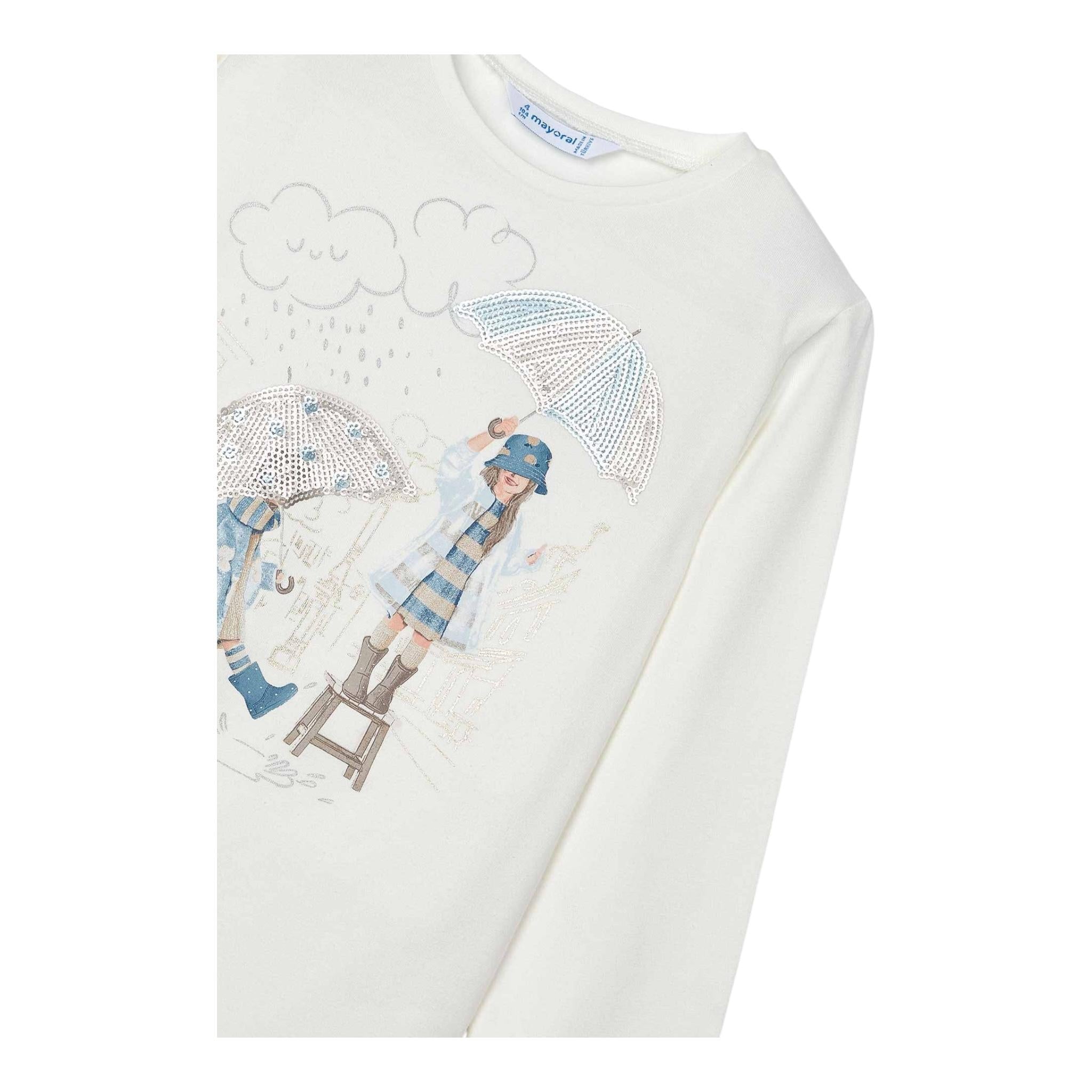 MAYORAL shirt girocollo tinta unita con stampa in contrasto Bianco per Bambina 4067122 BIANCO MAYORAL
