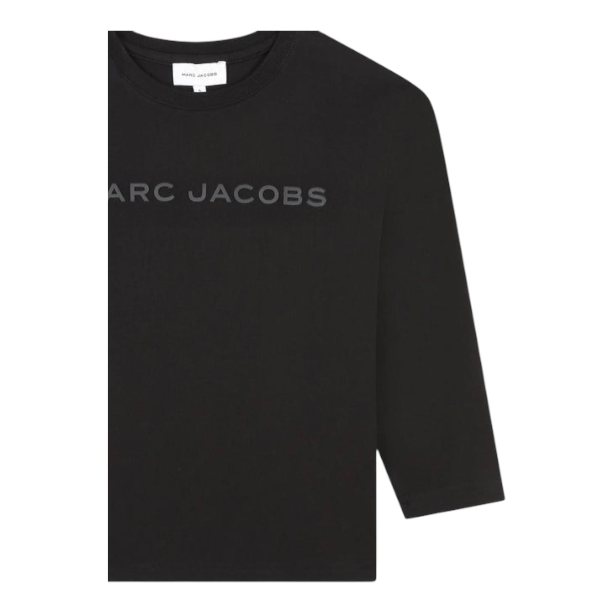 MARC JACOBS shirt girocollo tinta unita con logo Nero per Neonato W60322N NERO MARC JACOBS