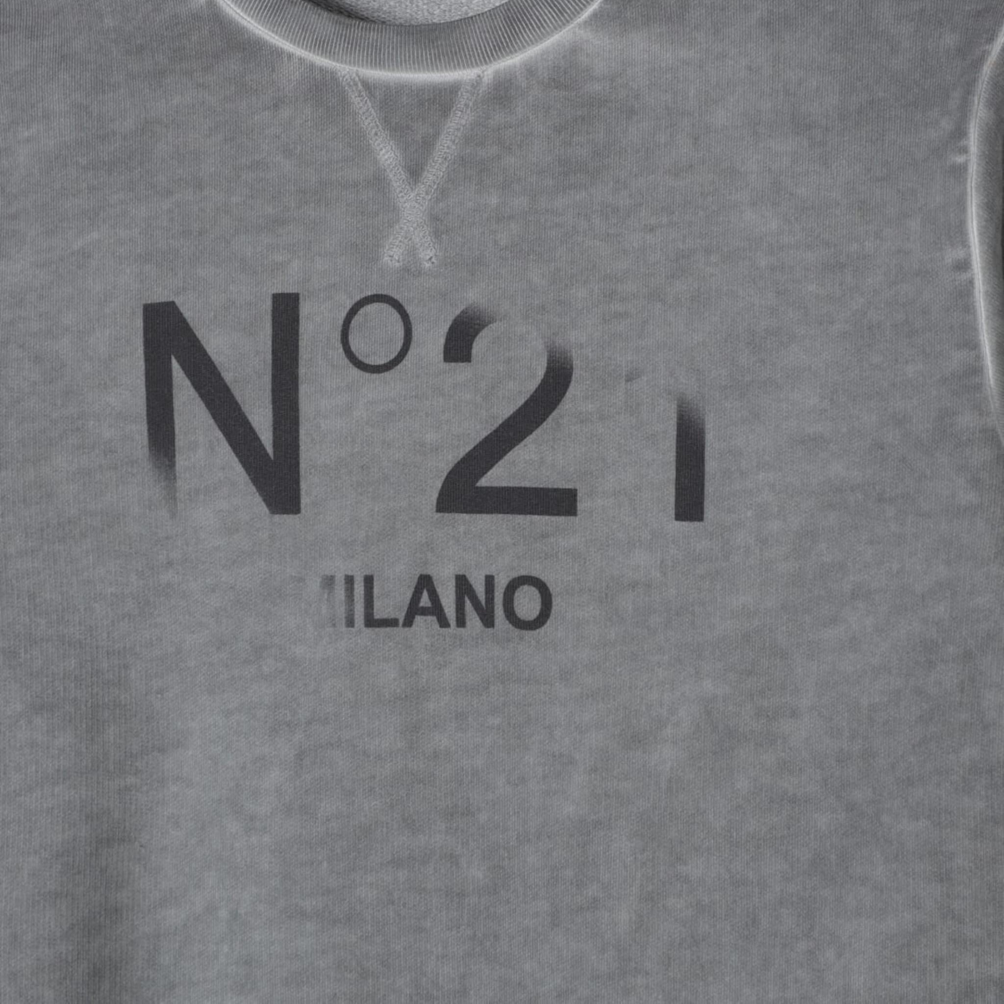 N°21 felpa tinta unita girocollo con stampa Grigio per Bambino N21970 GRIGIO N°21