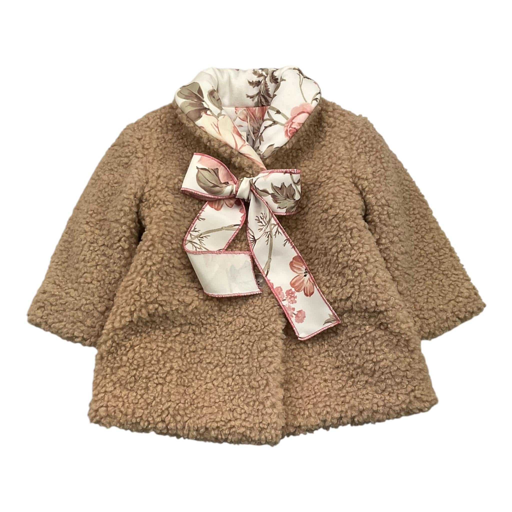 MARLU' cappotto modello teddy tinta unita con fiori Biscotto per Neonata IG1840 BISCOTTO MARLU'