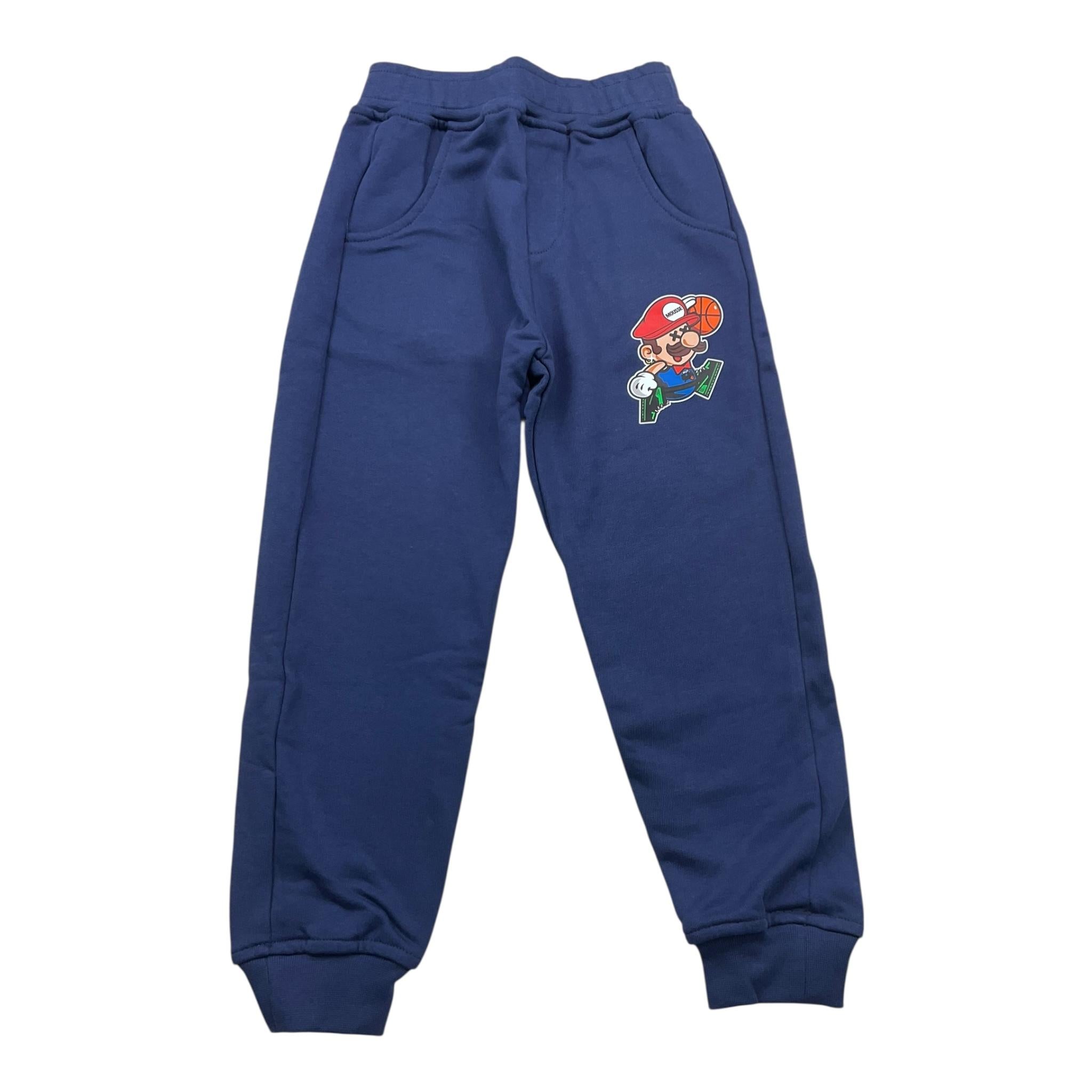 MOUSSE pantalone tuta tinta unita con stampe mario Blu per Bambino HKPG368NX BLU MOUSSE