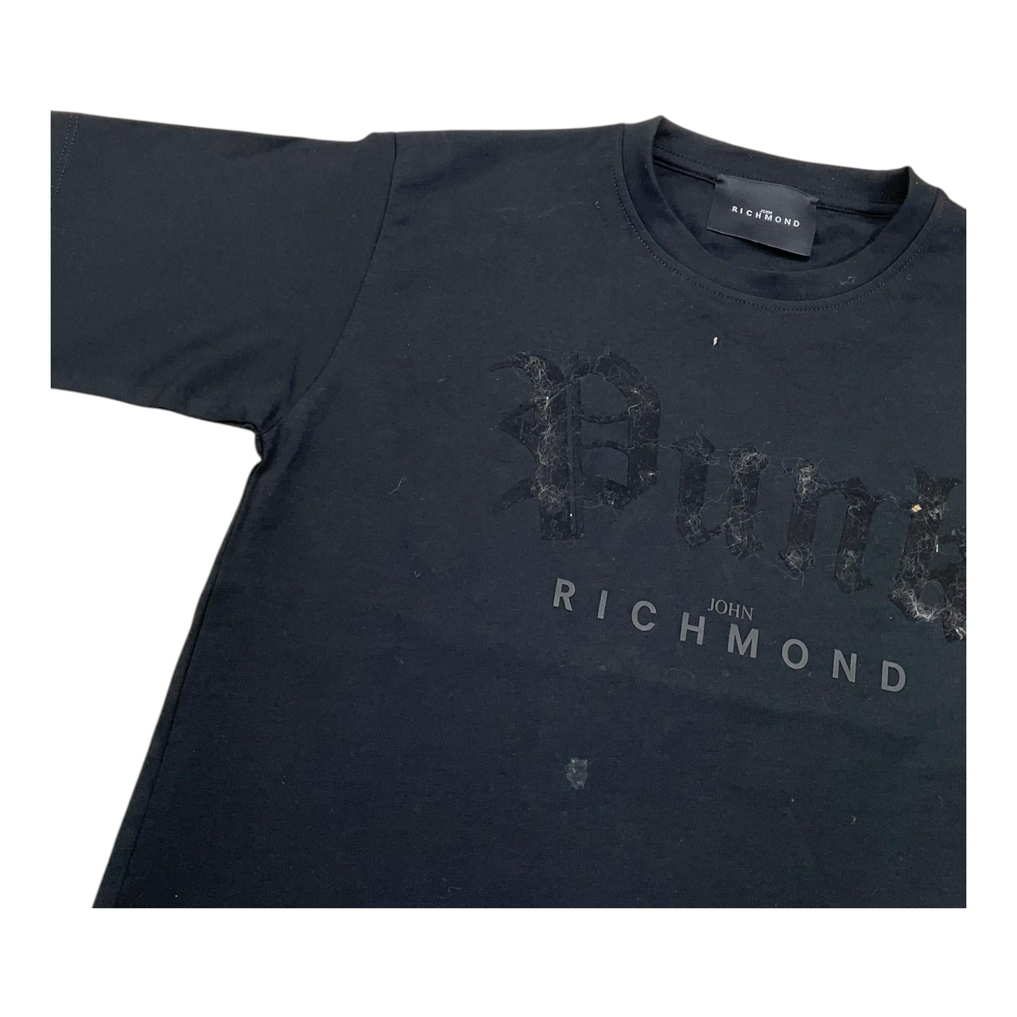 JOHN RICHMOND t-shirt girocollo tinta unita con logo Nero per Bambino RGA25037TS NERO JOHN RICHMOND
