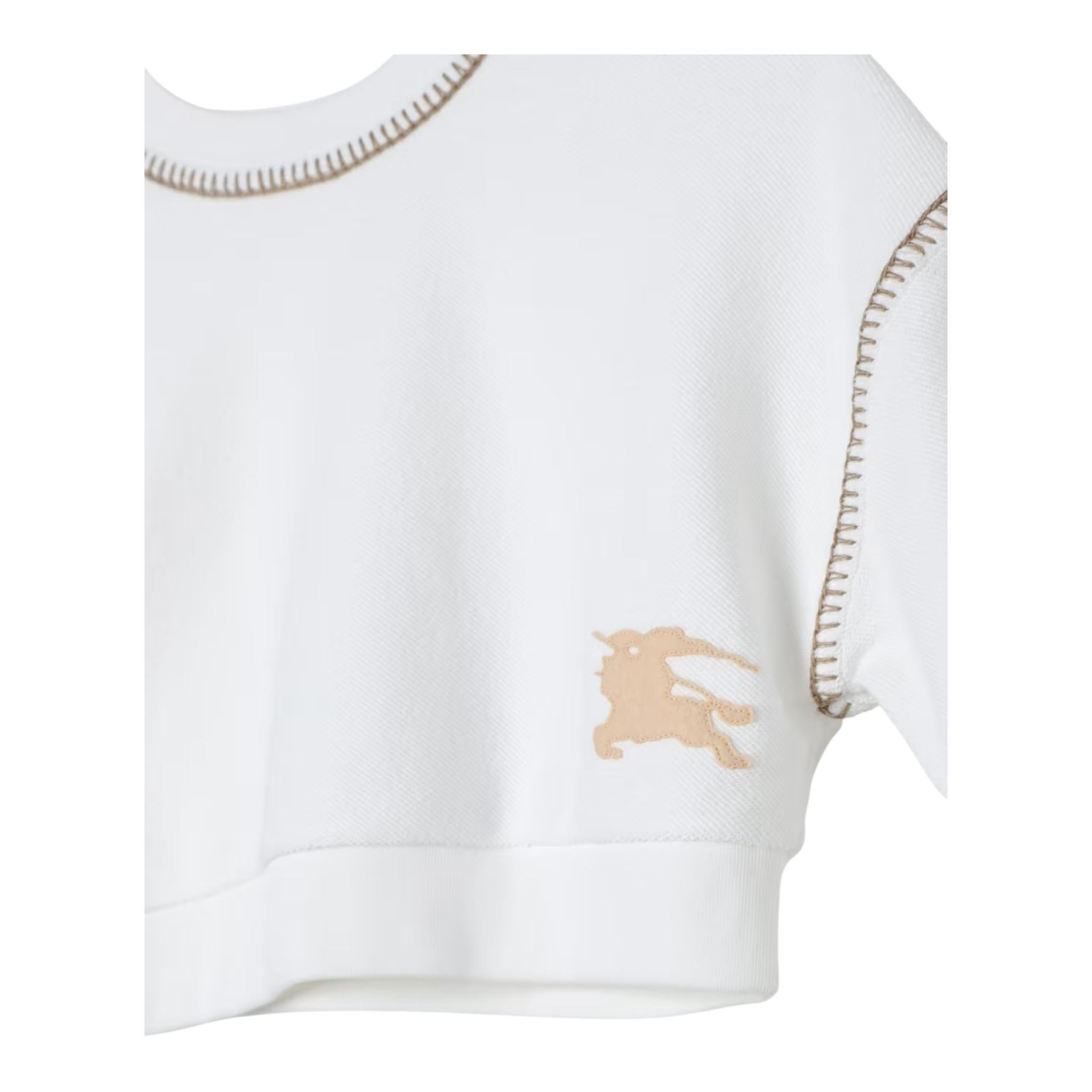 BURBERRY felpa chiusa girocollo tinta unita con stampa in contrasto Panna per Bambina 8083196 PANNA BURBERRY
