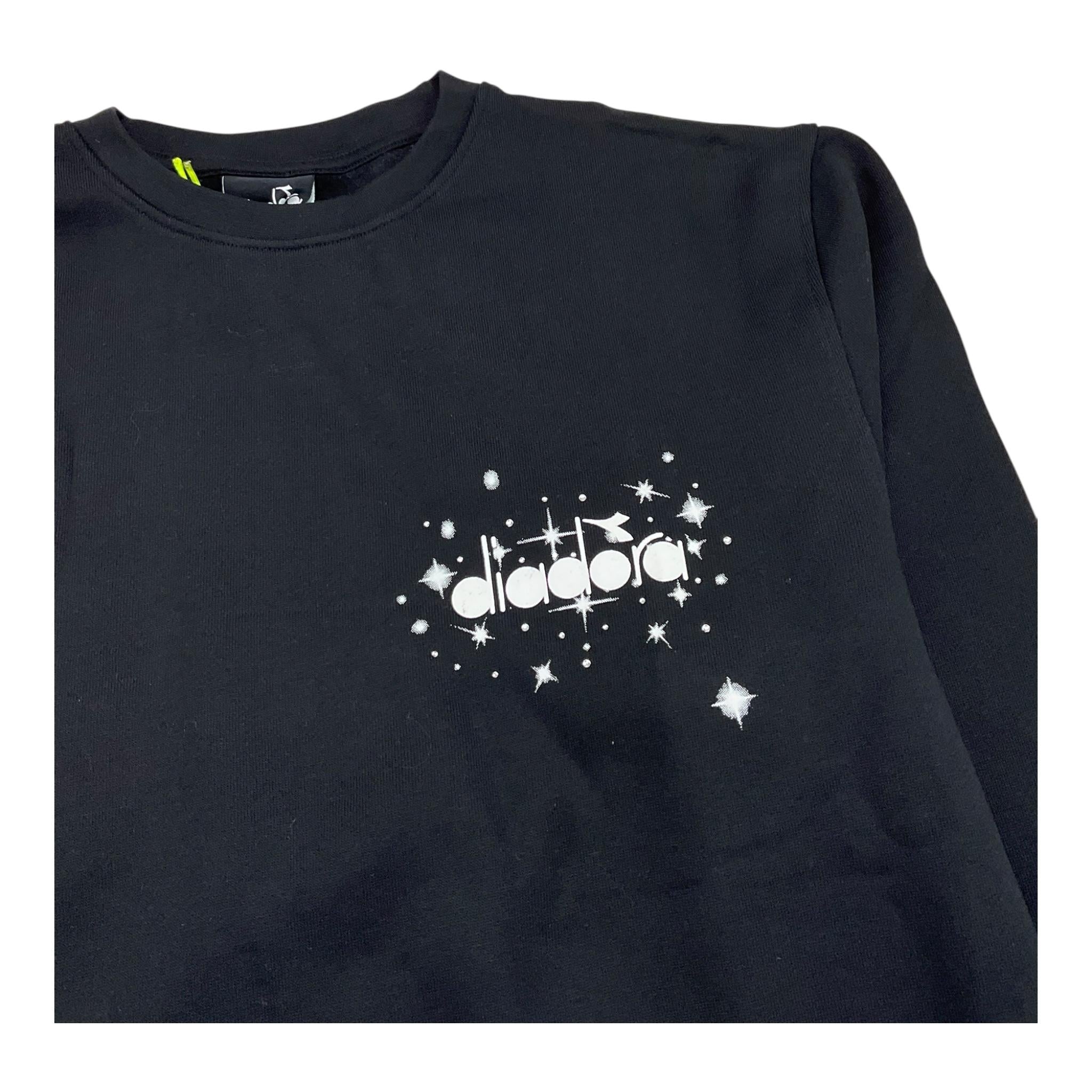 DIADORA felpa chiusa girocollo tinta unita con logo Nero per Bambina F4DIJGSW049X NERO DIADORA