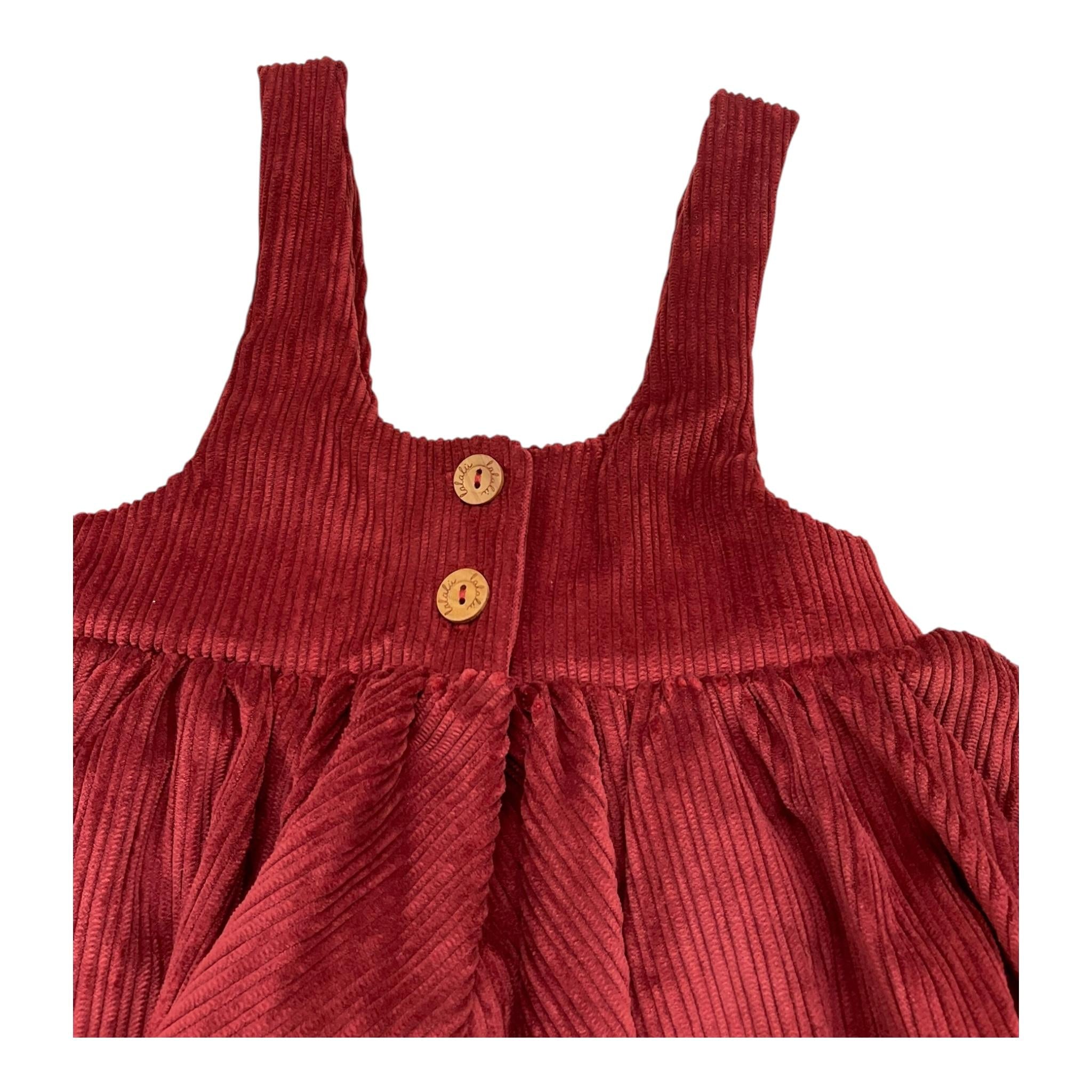 LALALU' salopette tinta unita in velluto Rosso per Bambina SLTL70LB ROSSO LALALU'