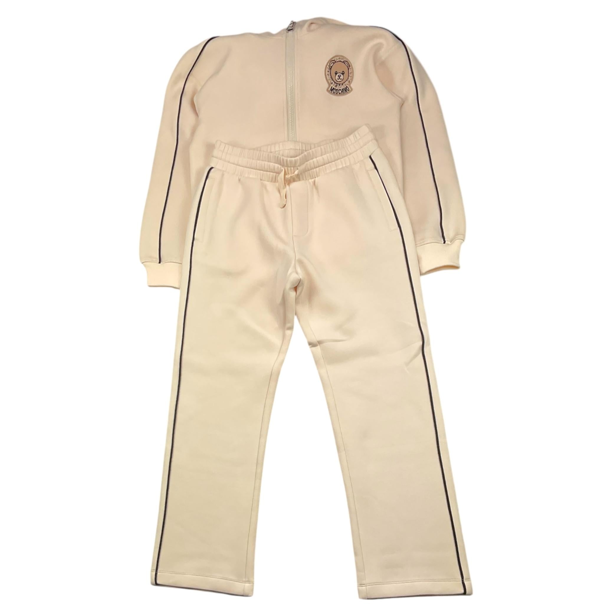 MOSCHINO completo 2pz tinta unita felpa-pantalone Beige per Bambino HUK049 BEIGE MOSCHINO