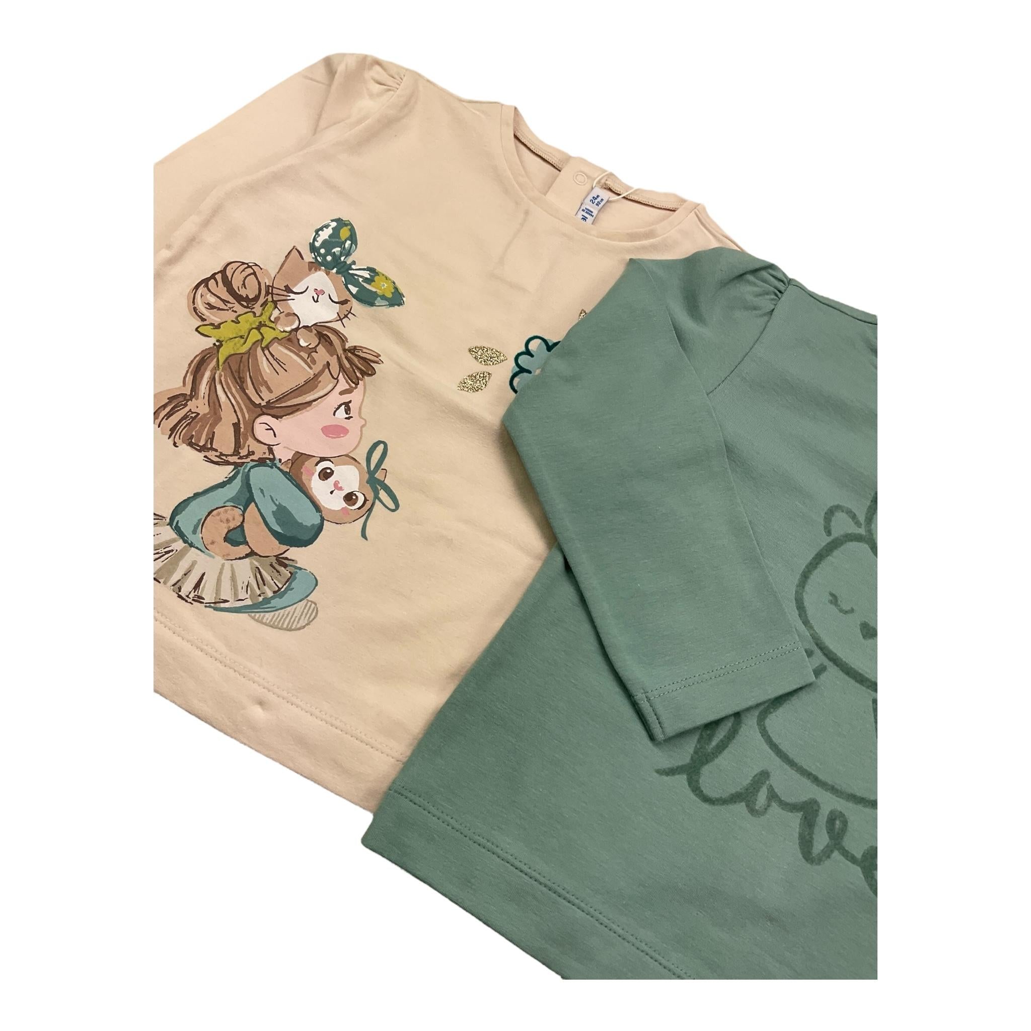 MAYORAL set 2 shirt bicolore Verde/panna per Neonata 2052 VERDE/PANNA MAYORAL