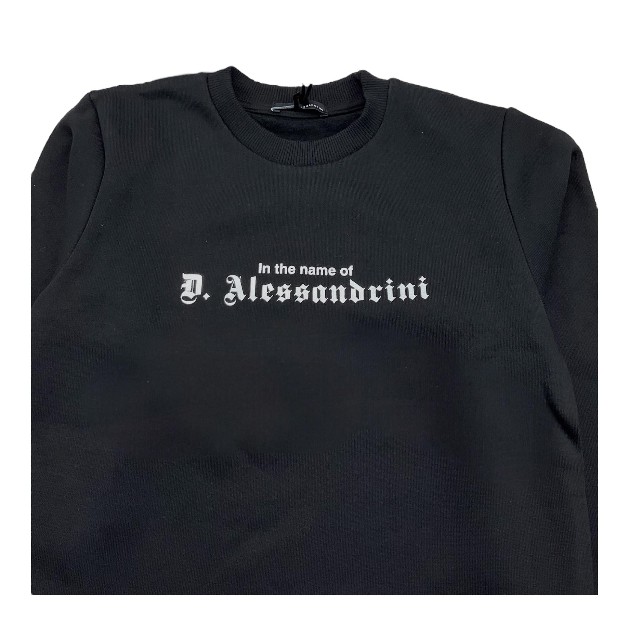 DANIELE ALESSANDRINI felpa girocollo tinta unita con stampa Nero per Bambino 1231F00103X NERO DANIELE ALESSANDRINI
