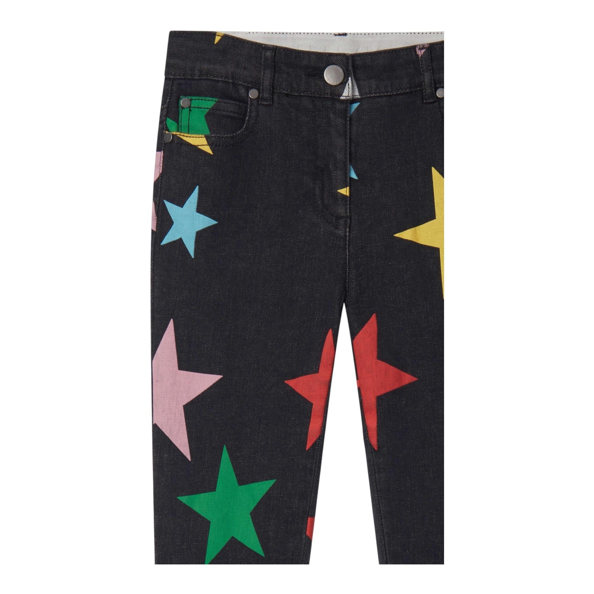 STELLA McCARTNEY jeans tinta unita con fantasia stelle Nero per Bambina TV6B90 NERO STELLA McCARTNEY