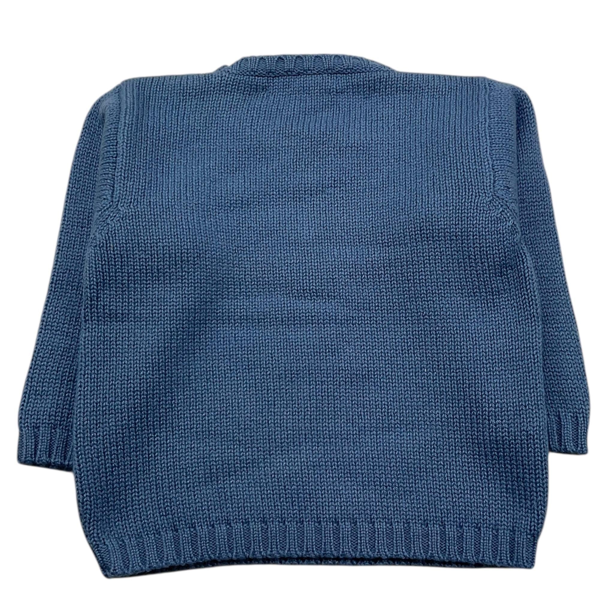 LA STUPENDERIA maglia girocollo tinta unita con ricami Azzurro per Bambino ZJCR42 AZZURRO LA STUPENDERIA