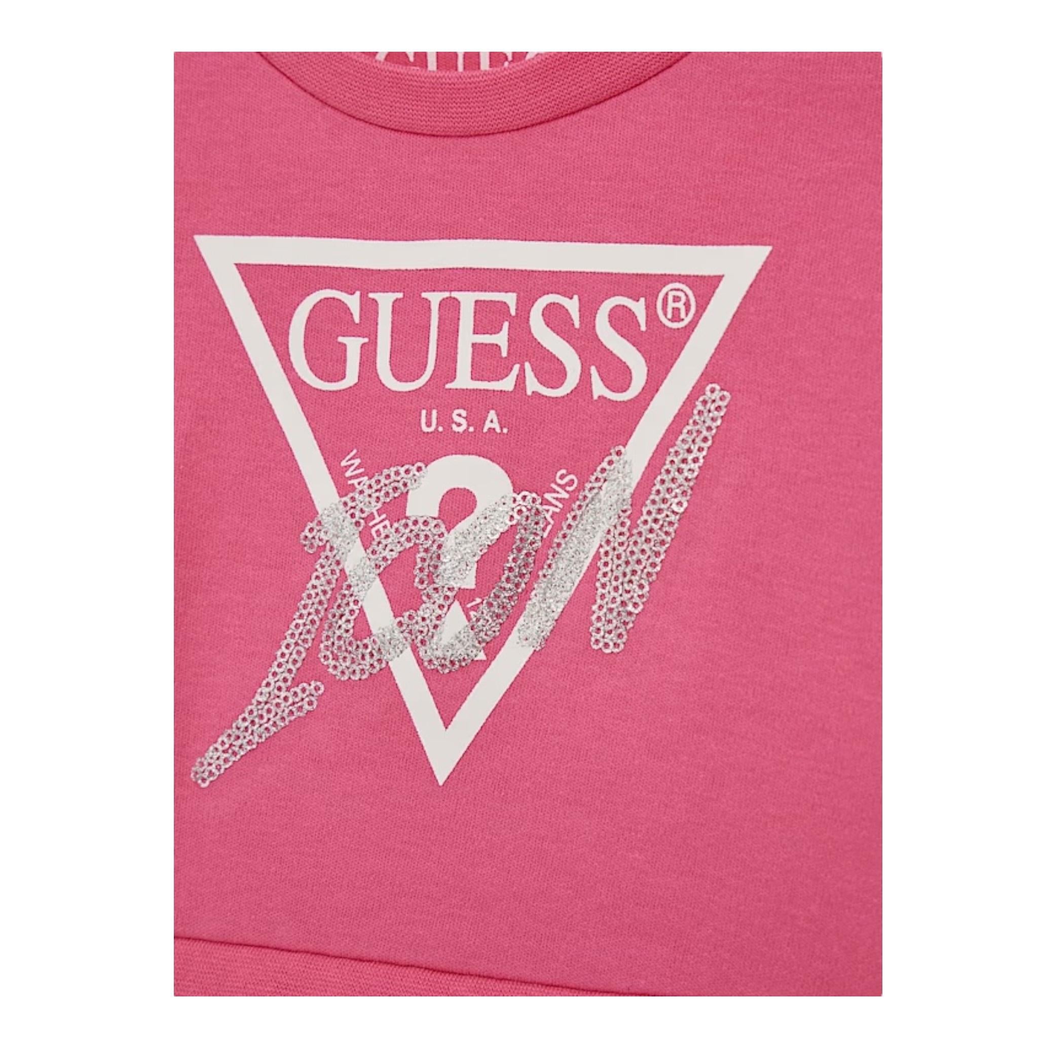 GUESS abito tinta unita girocollo con tulle Fuxia per Neonata K4YK09KB8R0N FUXIA GUESS