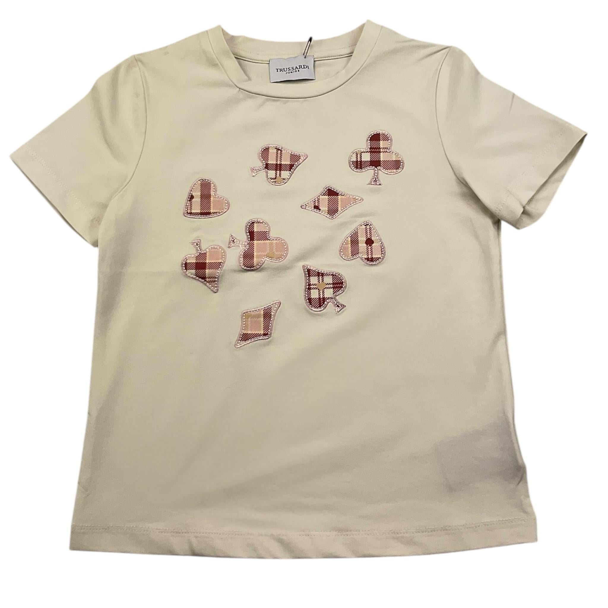 TRUSSARDI t-shirt girocollo tinta unita con stampa Panna per Bambina TGA25122TS PANNA TRUSSARDI