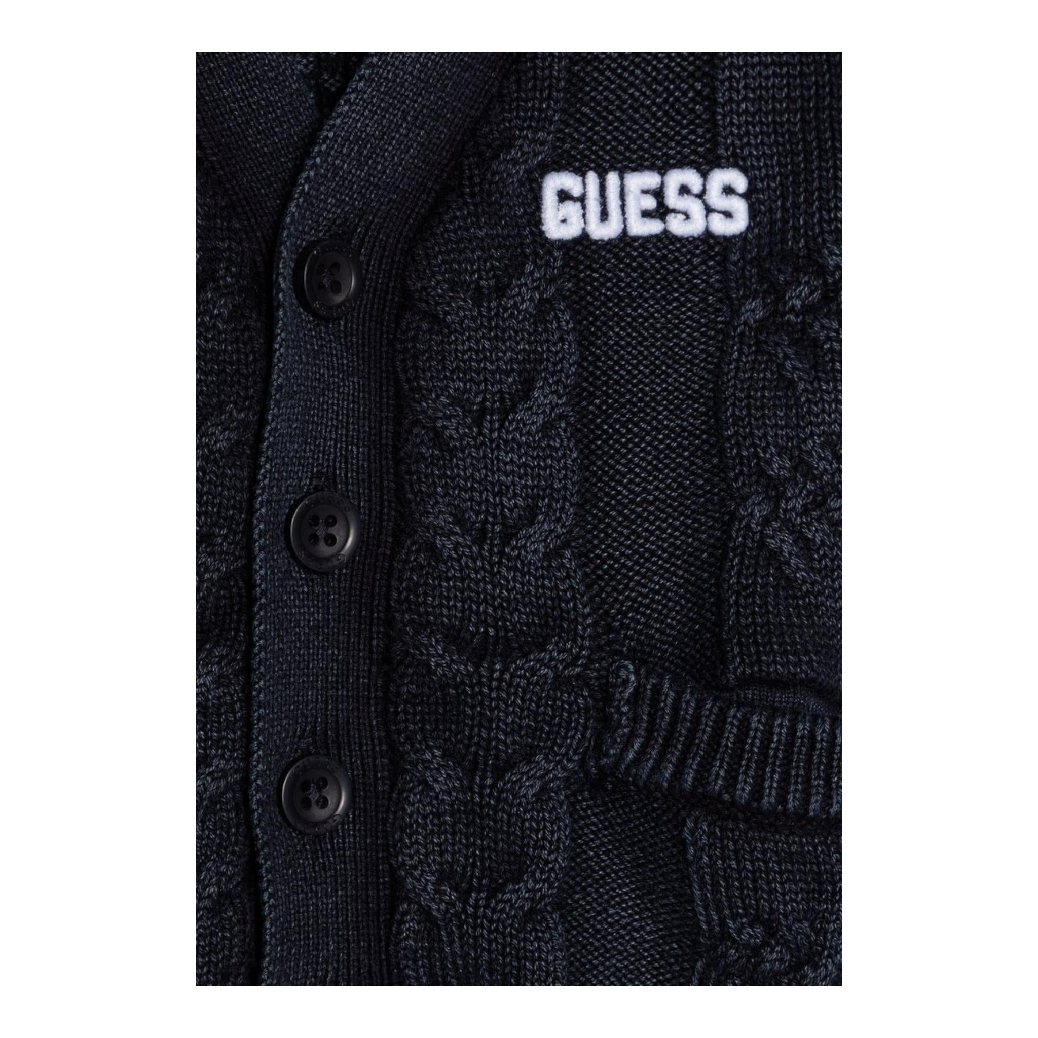 GUESS cardigan tinta unita con stampa Blu per Neonato N4YR04Z3FE0 BLU GUESS
