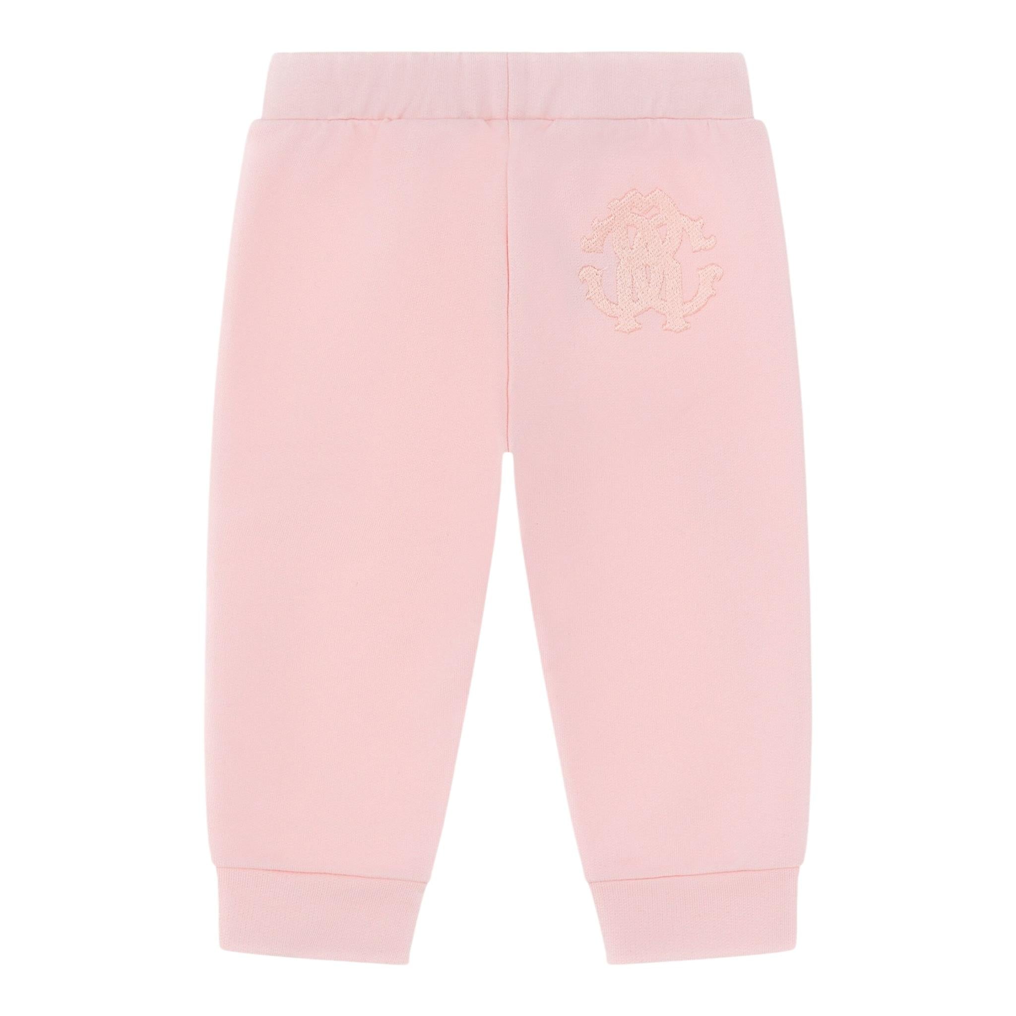 ROBERTO CAVALLI pantalone tuta tinta unita con stampa in contrasto Rosa per Neonata TJT203 ROSA ROBERTO CAVALLI