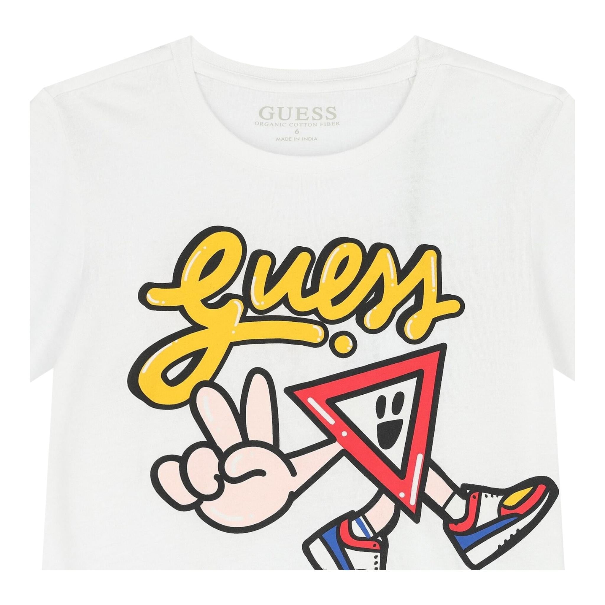 GUESS shirt girocollo tinta unita cn stampa logo Bianco per Bambino N4YI03K8HM4 BIANCO GUESS