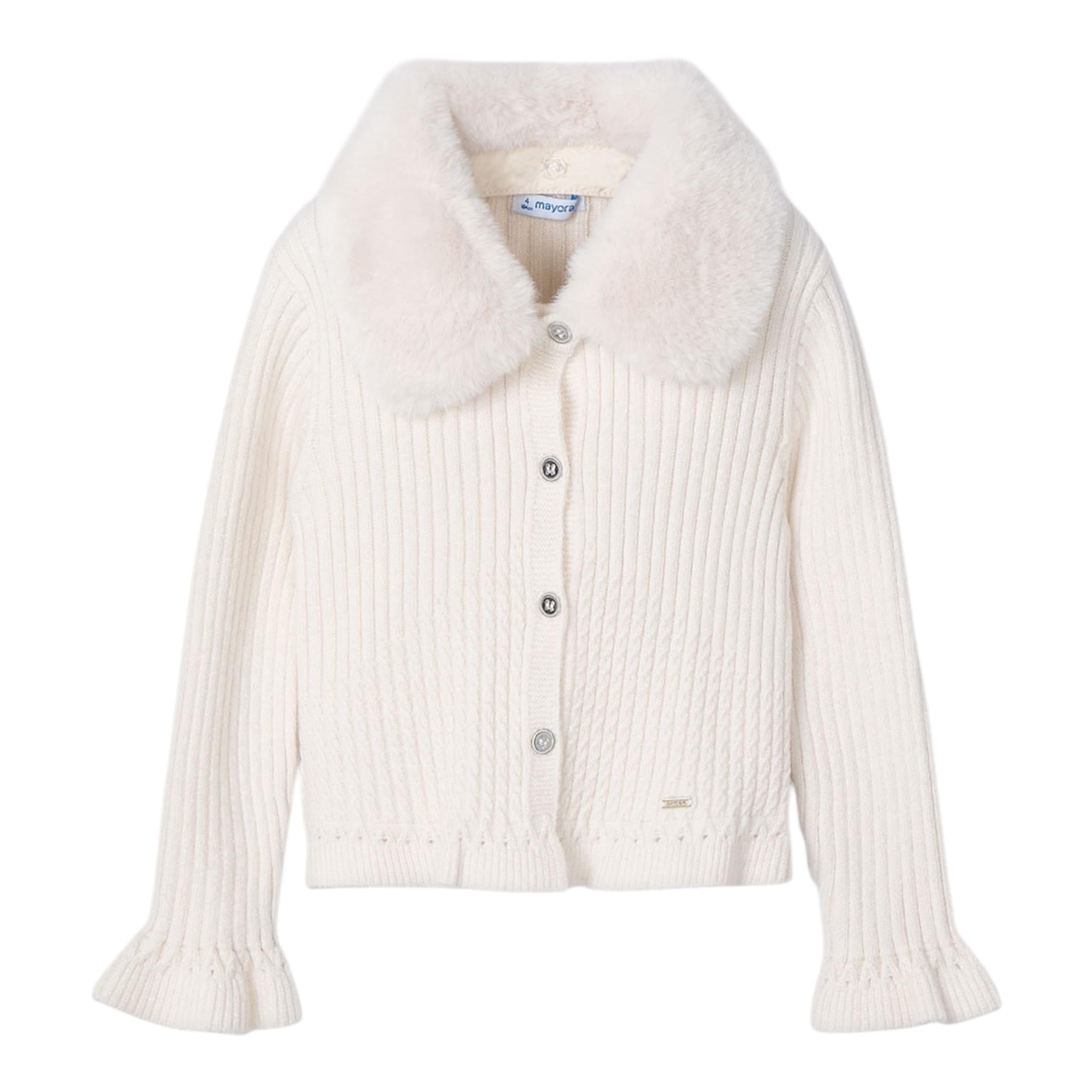 MAYORAL cardigan tinta unita con colletto rimovibile Beige per Bambina 4362JX BEIGE MAYORAL