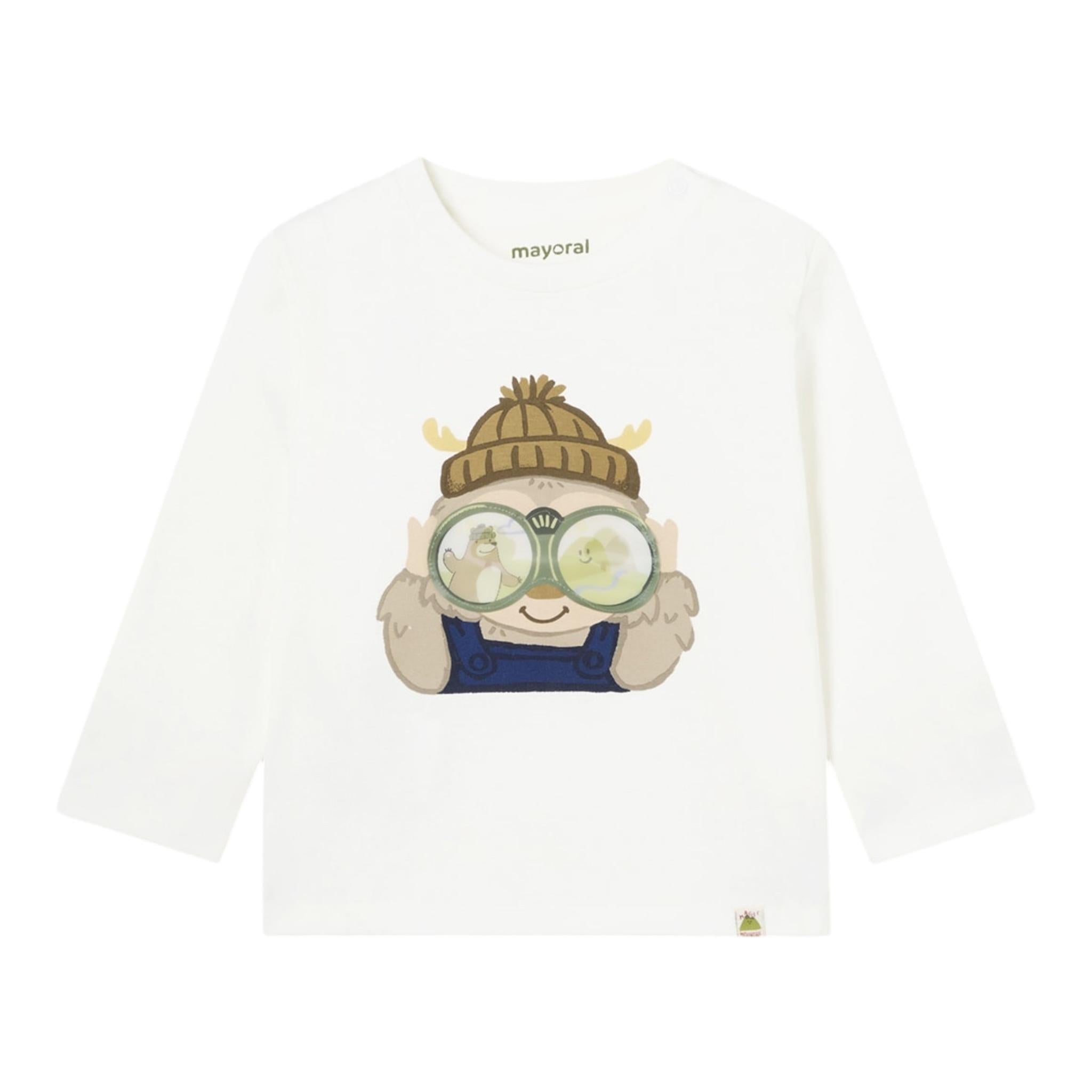 MAYORAL shirt girocollo tinta unita con stampa in contrasto Bianco per Neonato 2036 BIANCO MAYORAL