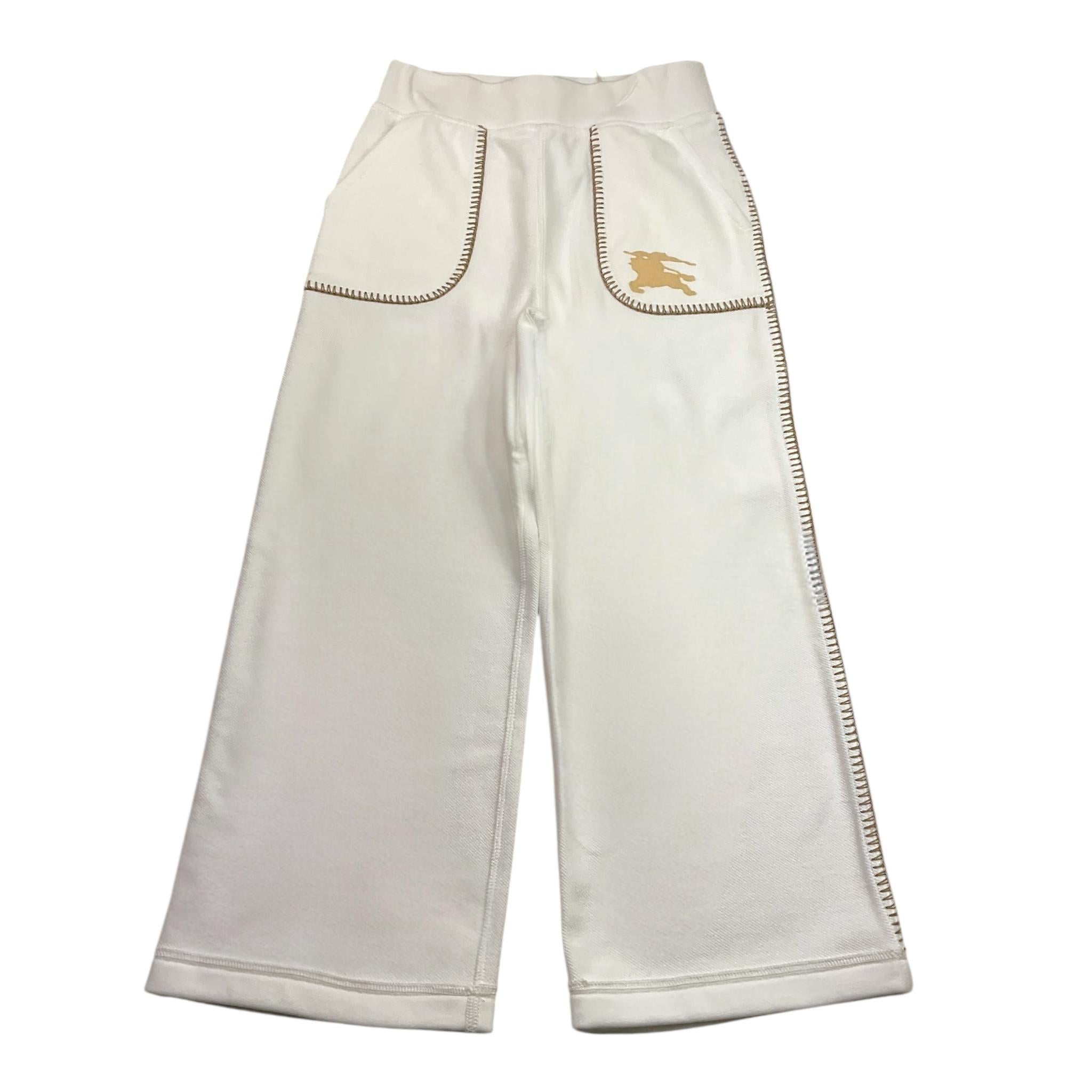 BURBERRY pantalone tinta unita modello a palazzo Bianco per Bambina 8083195 BIANCO BURBERRY