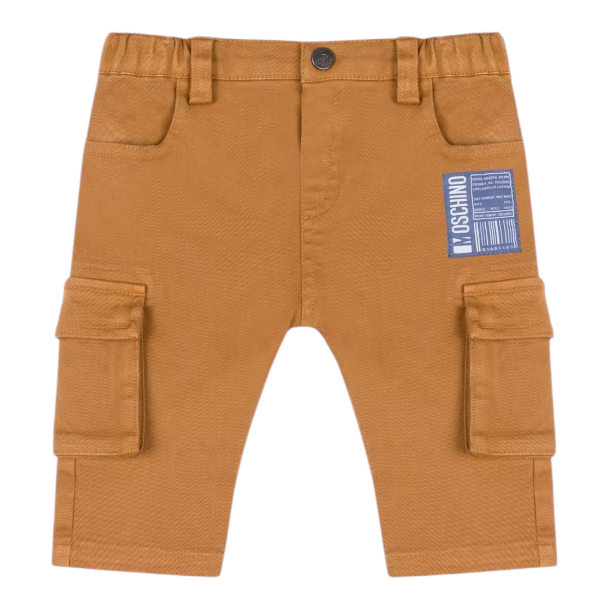 MOSCHINO pantalone tinta unita con elastico in vita Marrone per Bambino MUP055J MARRONE MOSCHINO