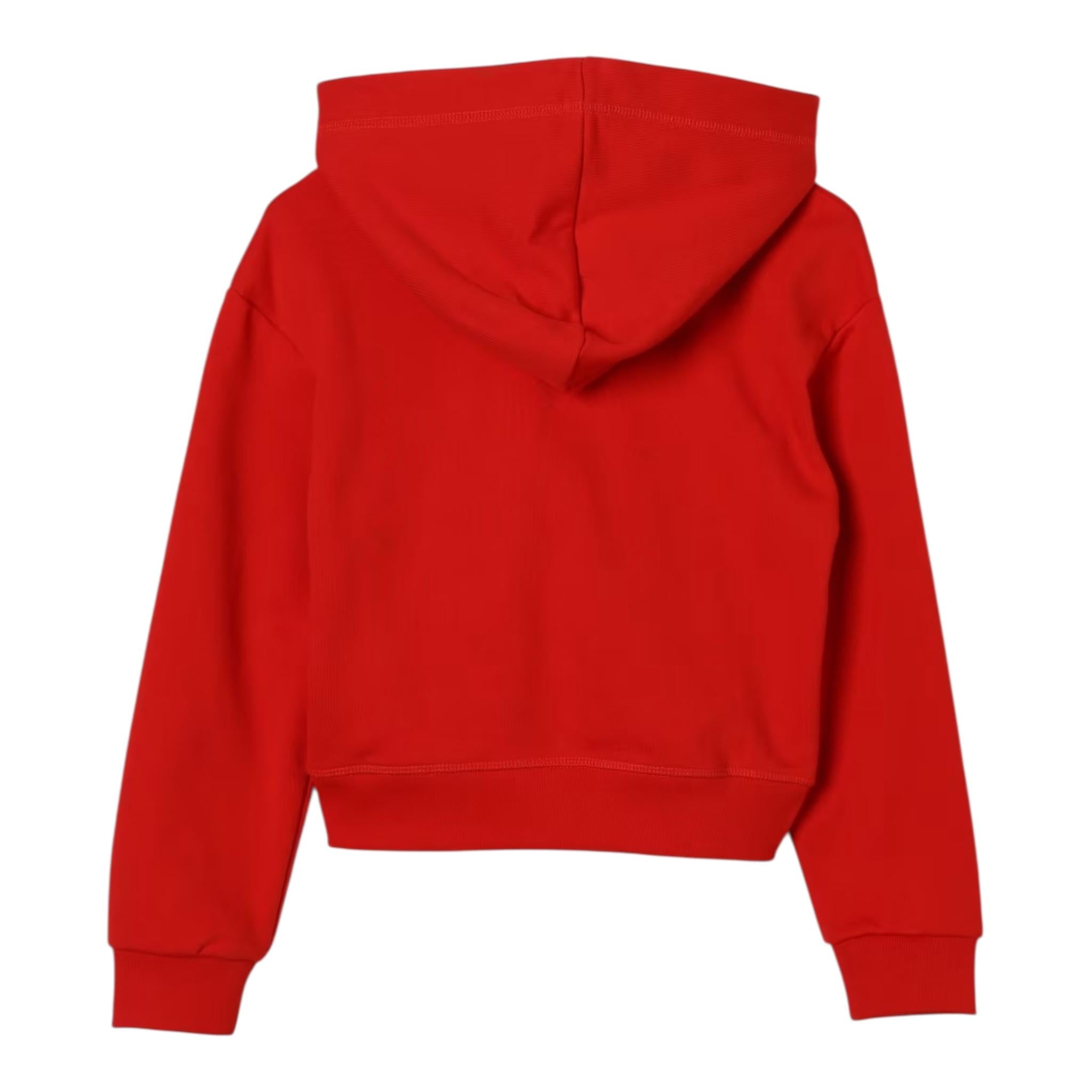 DSQUARED2 felpa chiusa cn cappuccio tinta unita con stampa logo Rosso per Bambina DQ2441X ROSSO DSQUARED2