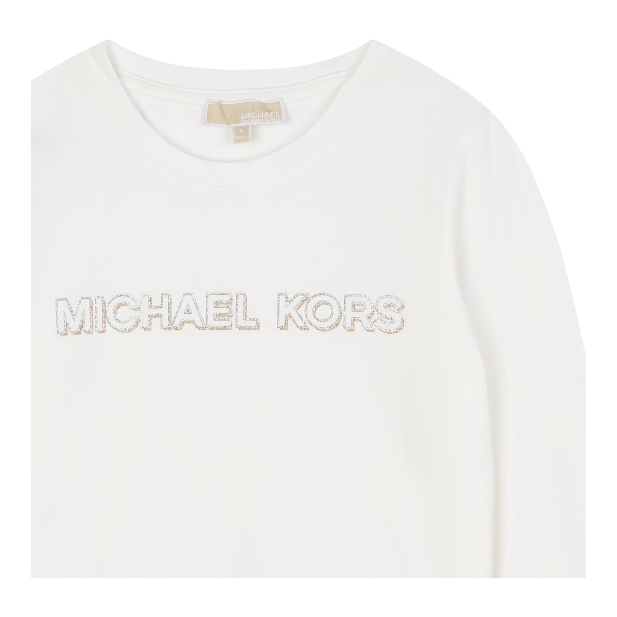 MICHAEL KORS shirt girocollo tinta unita con stampa Bianco per Neonata R30138N BIANCO MICHAEL KORS